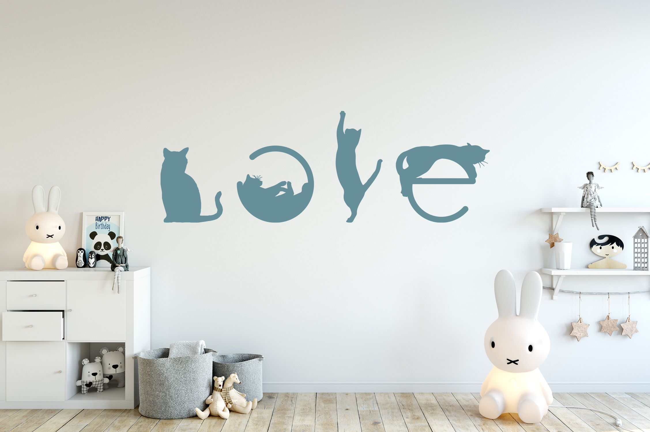 Wandtattoo Aufkleber CAT LOVE in Weiss selbstklebend Deko Wohnzimmer Schlafzimmer