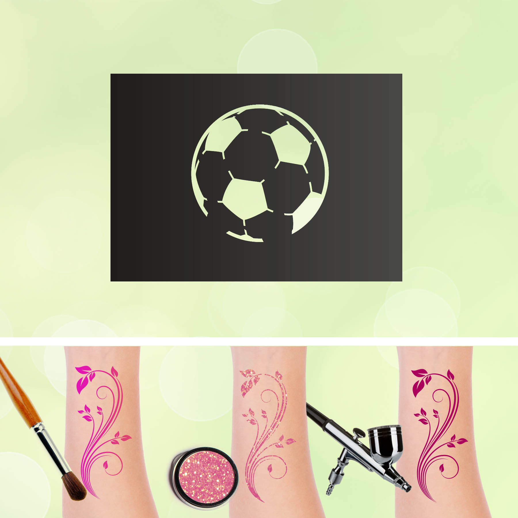 Tattoo Schablonen Fußball Selbstklebend Kinderschminken Airbrush