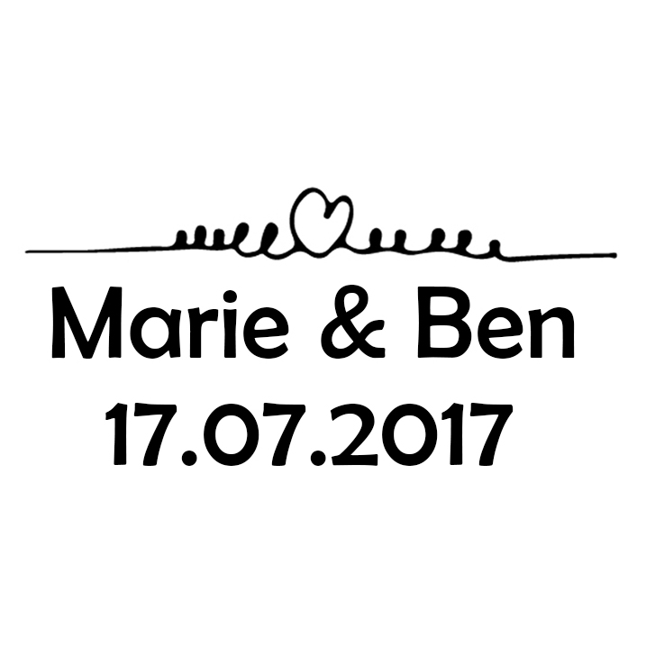 Aufkleber Hochzeit HERZ mit NAMEN für Glas / Weinglas Hochzeitsaufkleber