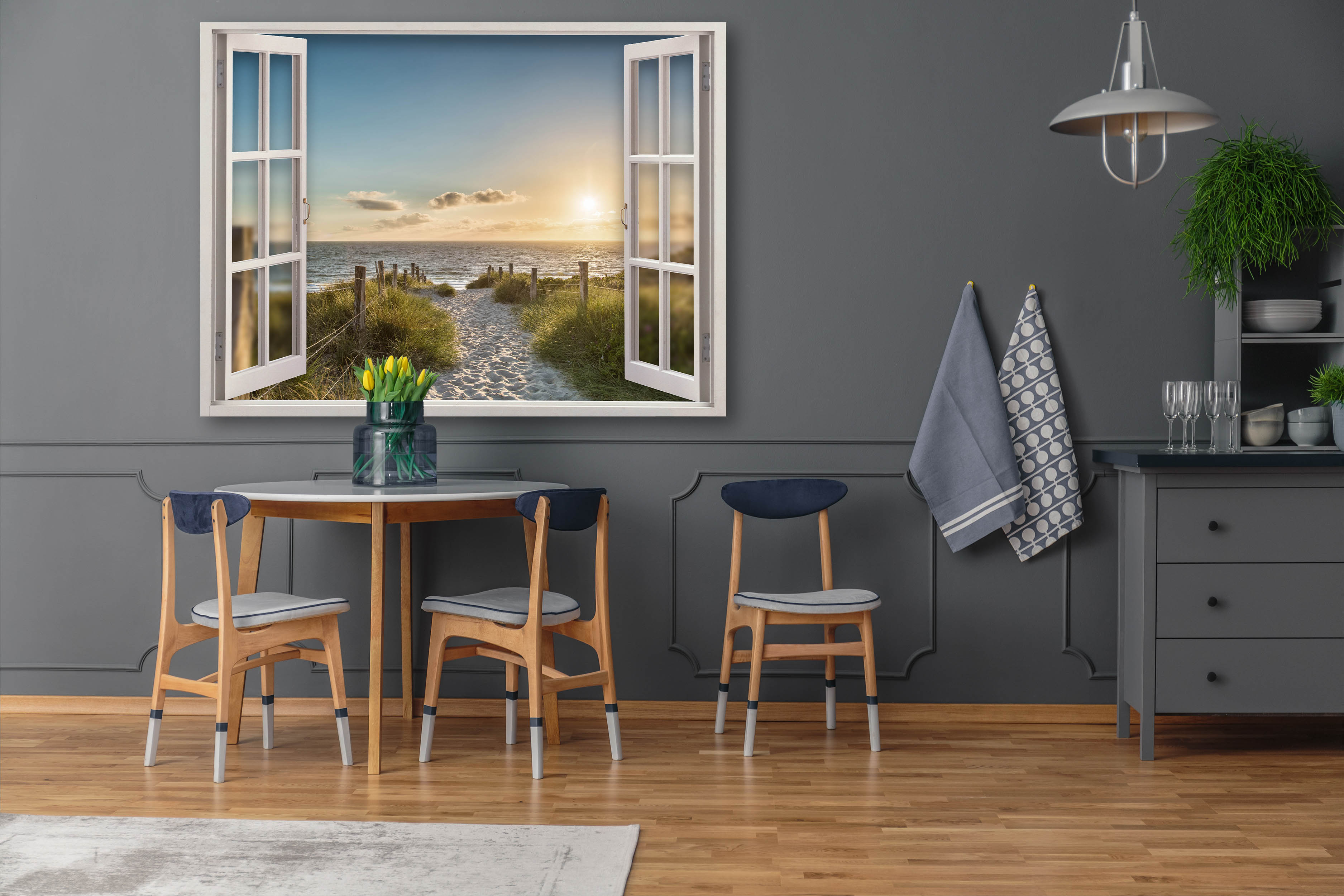 Wandbild Querformat Titel: Fensterrahmen Nordsee Textur Bild Wanddeko Alu Dibond Leinwand Acrylglas Holzbalken Butlerfinish Poster 