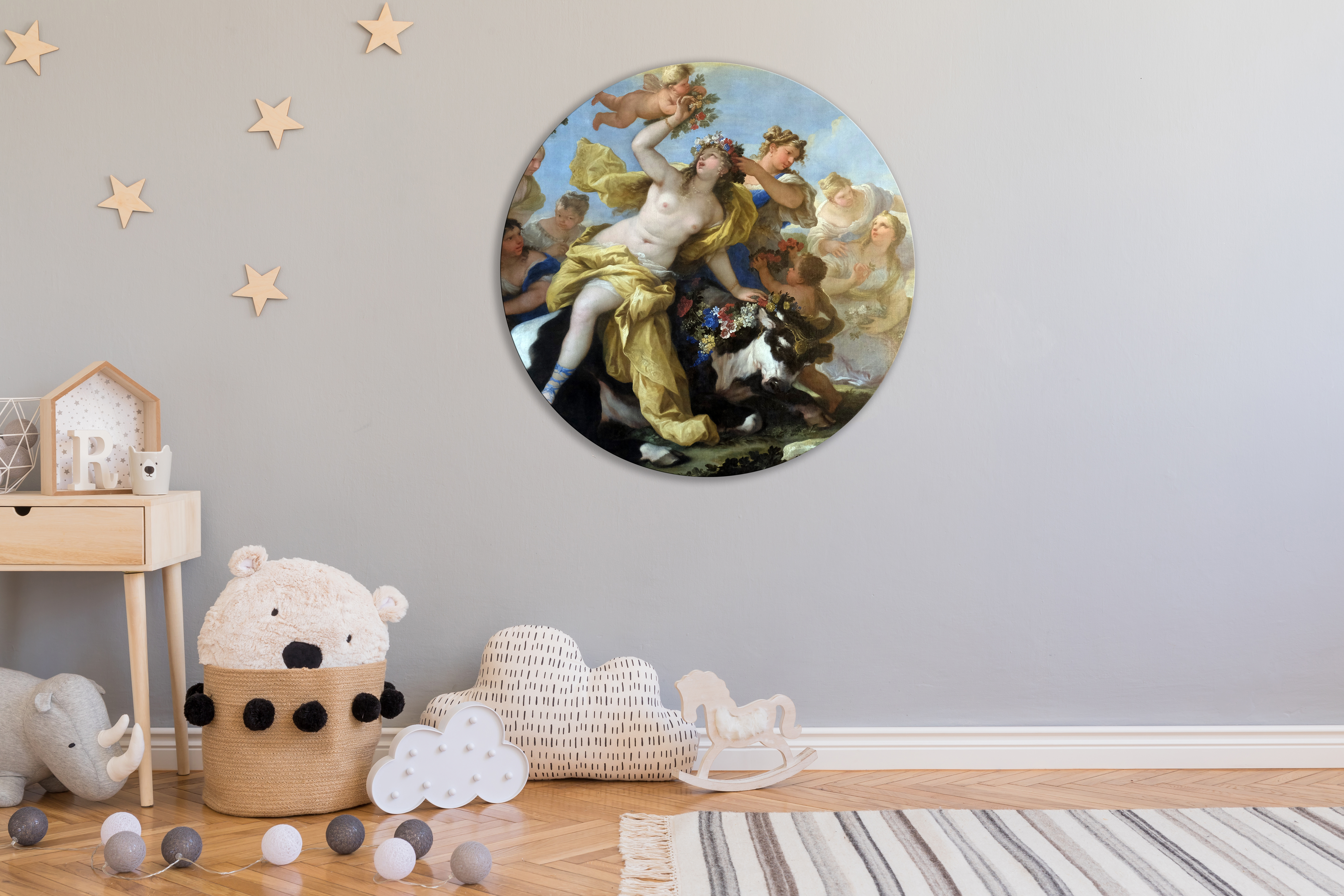 Wandbild Rund Titel: Gemälde antik Bella Italien - Bild Wanddeko Alu Dibond oder Butlerfinish