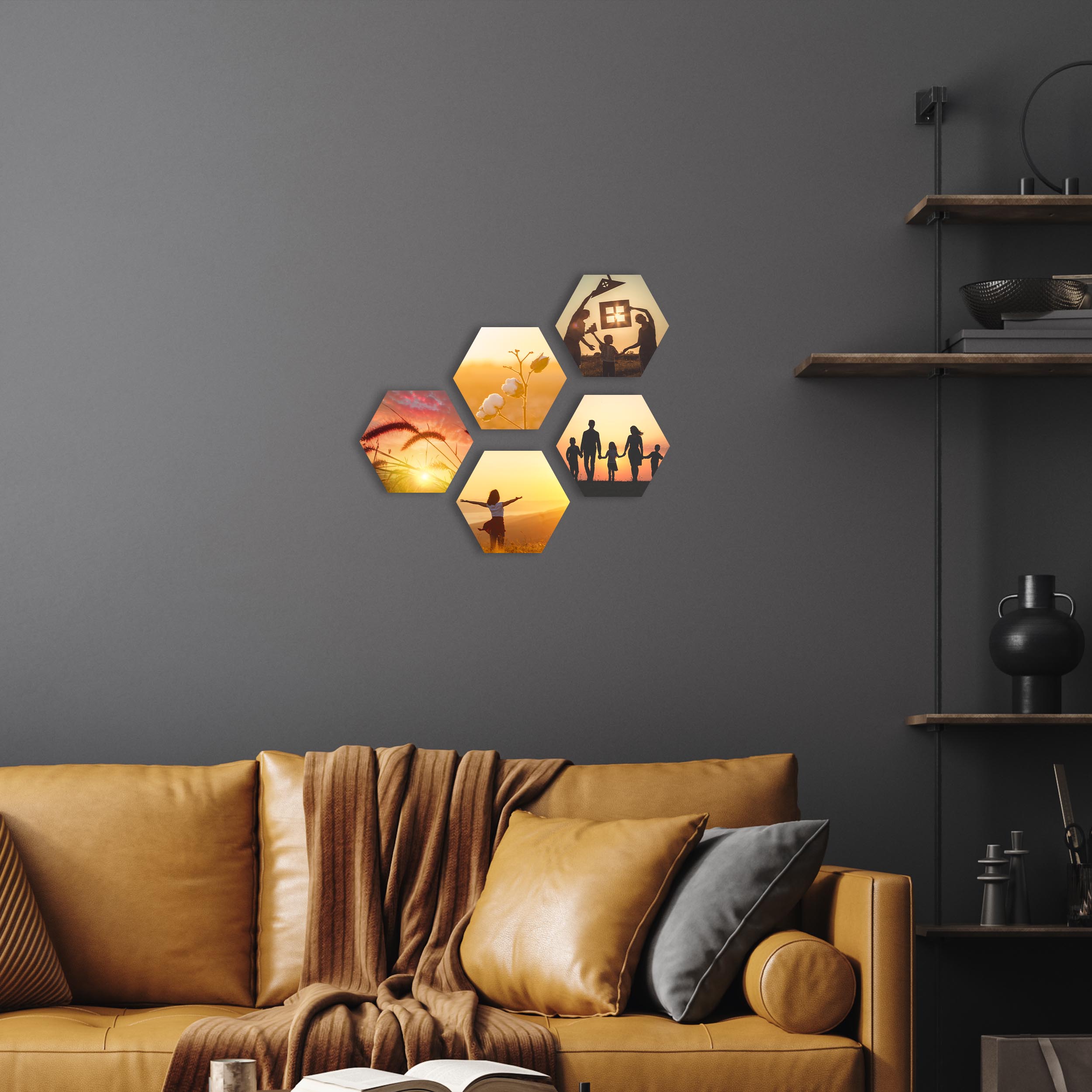 Hexagon Wabe Wandbilder - Gestalten Sie Ihre Wanddeko mit Ihren eigenen Bildern oder Fotos selbst. Fotogeschenke personalisiert mit Wunschmotiv