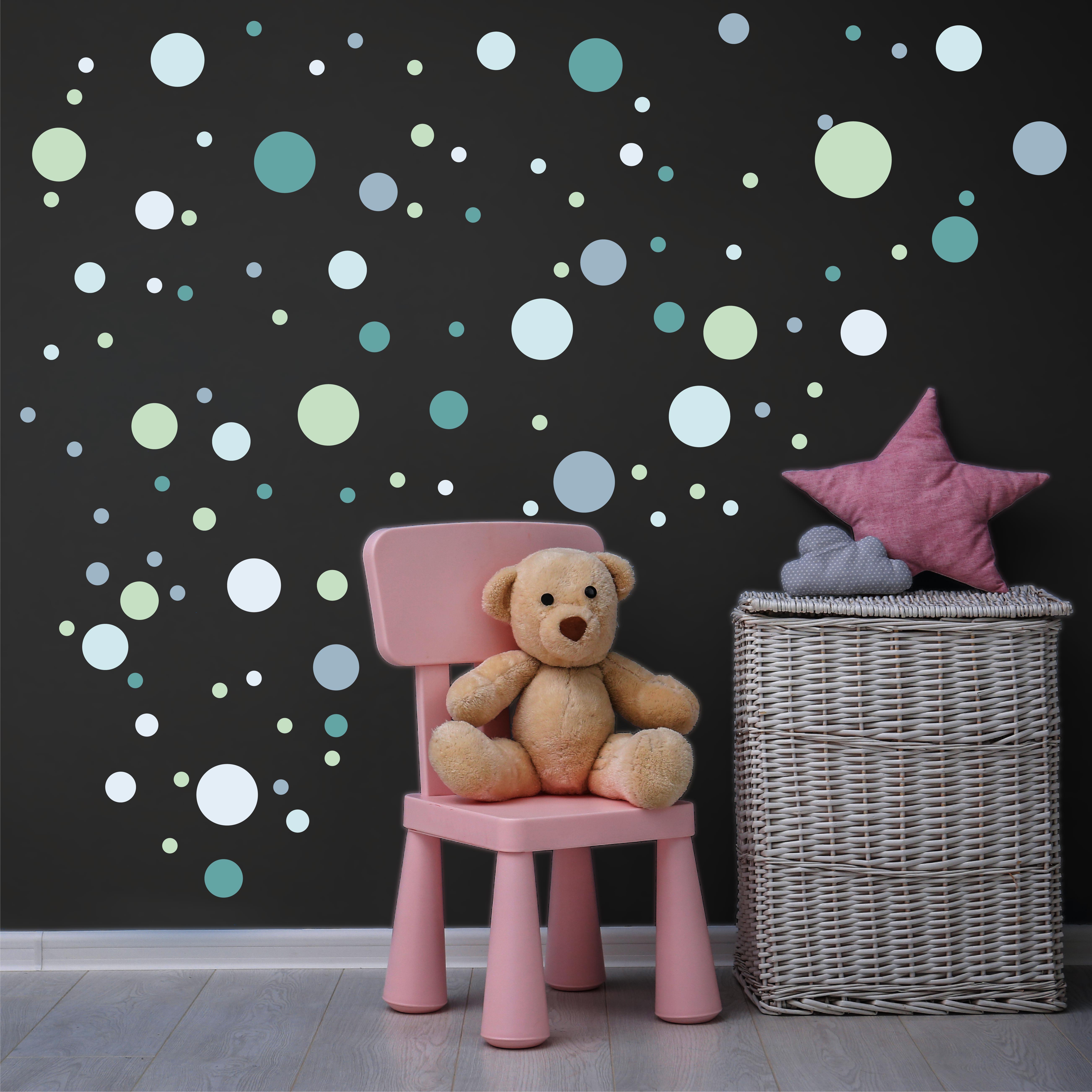 Wandtattoo Deko Wohnzimmer Punkte / Sterne / Wanddeko kinderzimmer Mädchen Wandaufkleber Babyzimmer selbstklebende Sticker Set Dekoration 