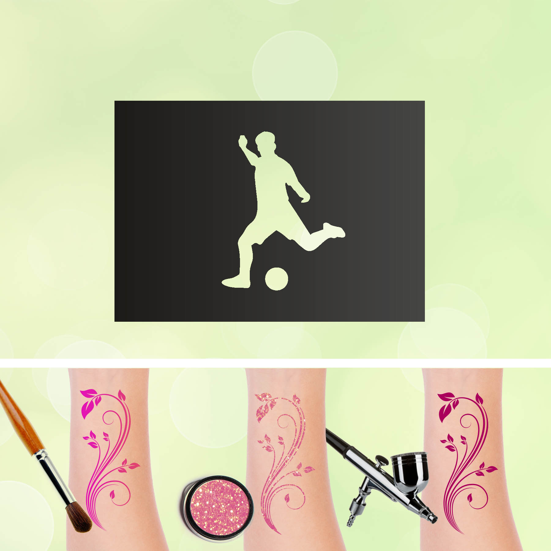 Tattoo Schablonen Fußballspieler Selbstklebend Kinderschminken Airbrush