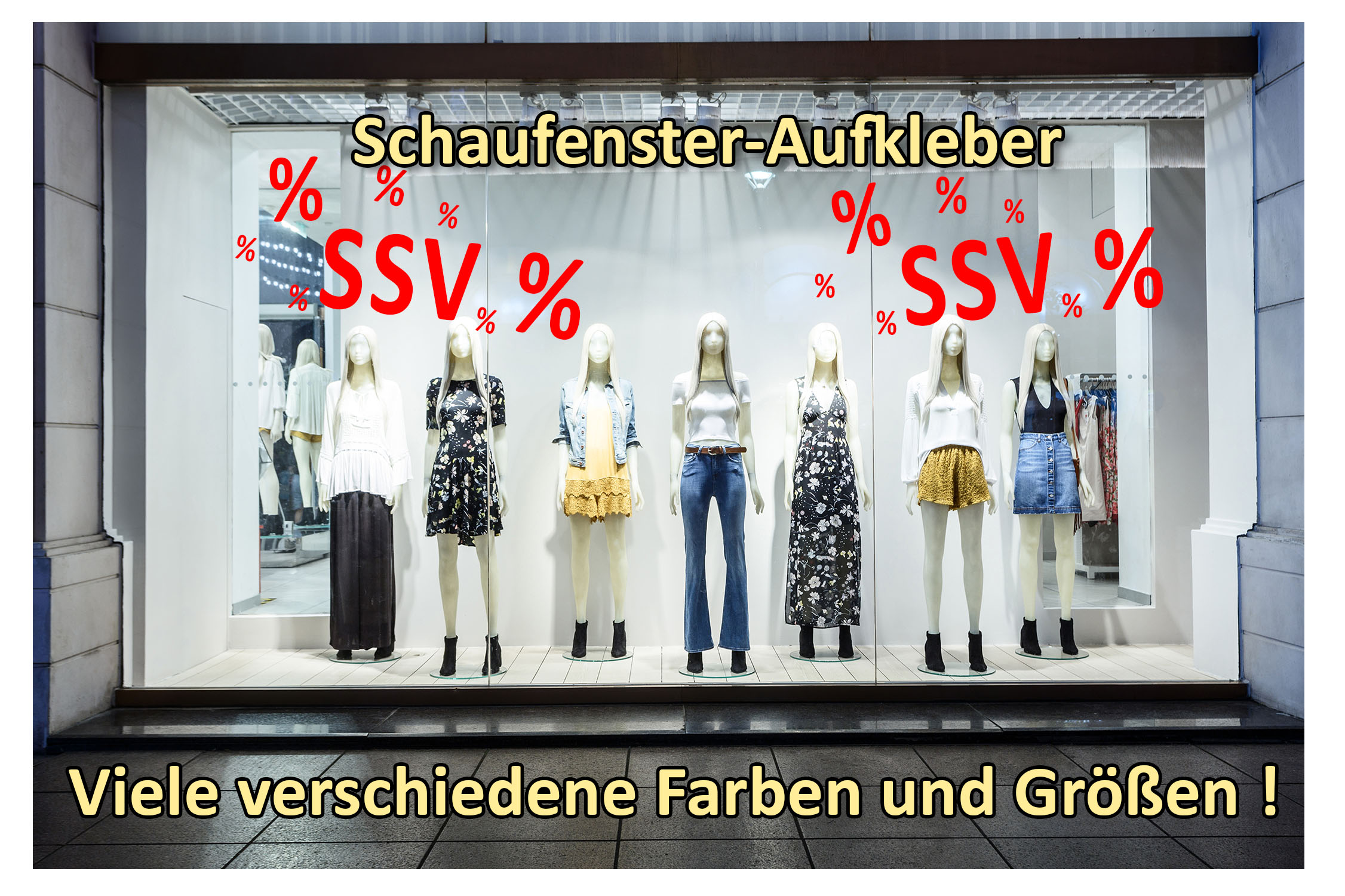 Aufkleber SSV % Sommerschlussverkauf ROT 2 Stück verschiedene Größen Einzelhandel Ausverkauf Rabatt