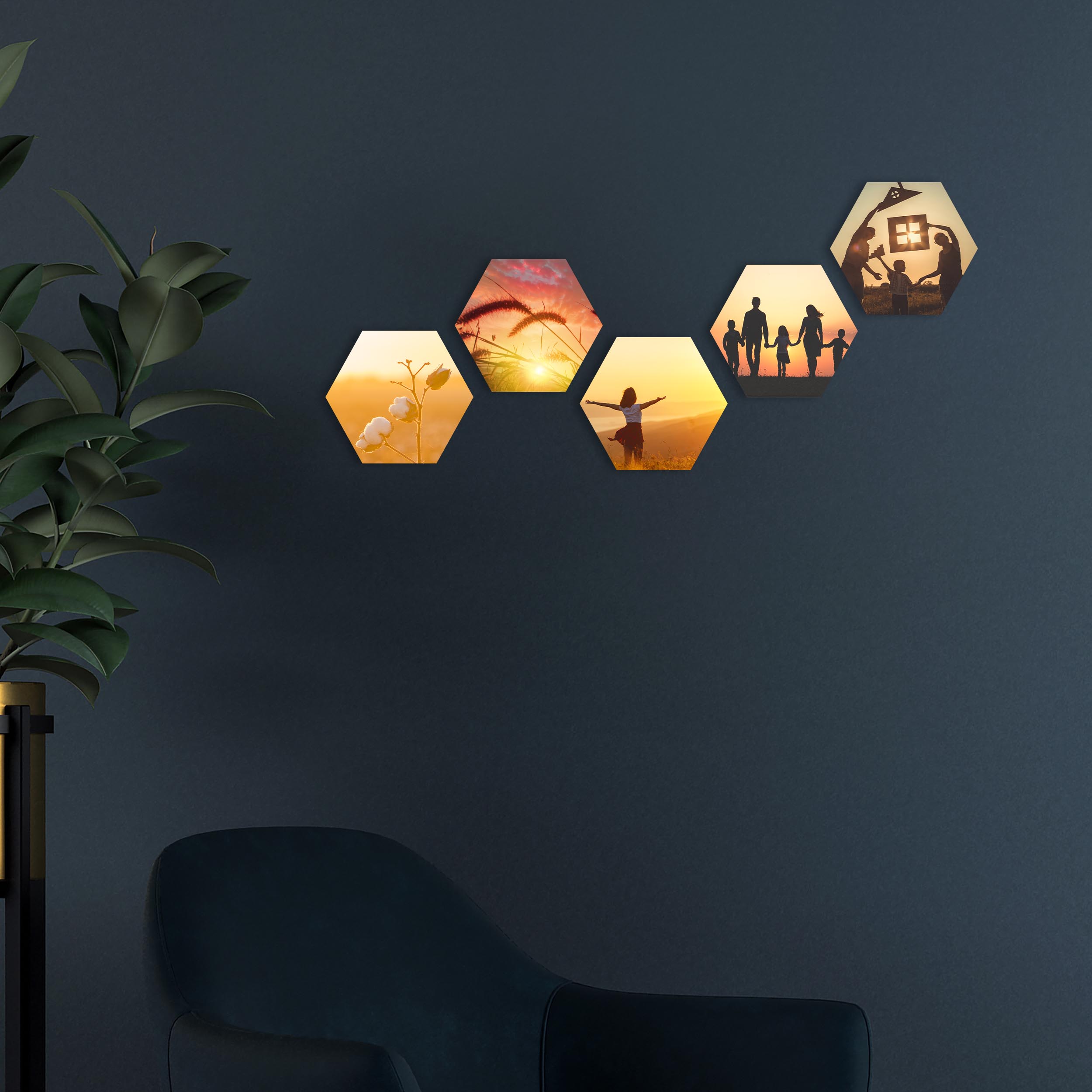 Hexagon Wabe Wandbilder - Gestalten Sie Ihre Wanddeko mit Ihren eigenen Bildern oder Fotos selbst. Fotogeschenke personalisiert mit Wunschmotiv