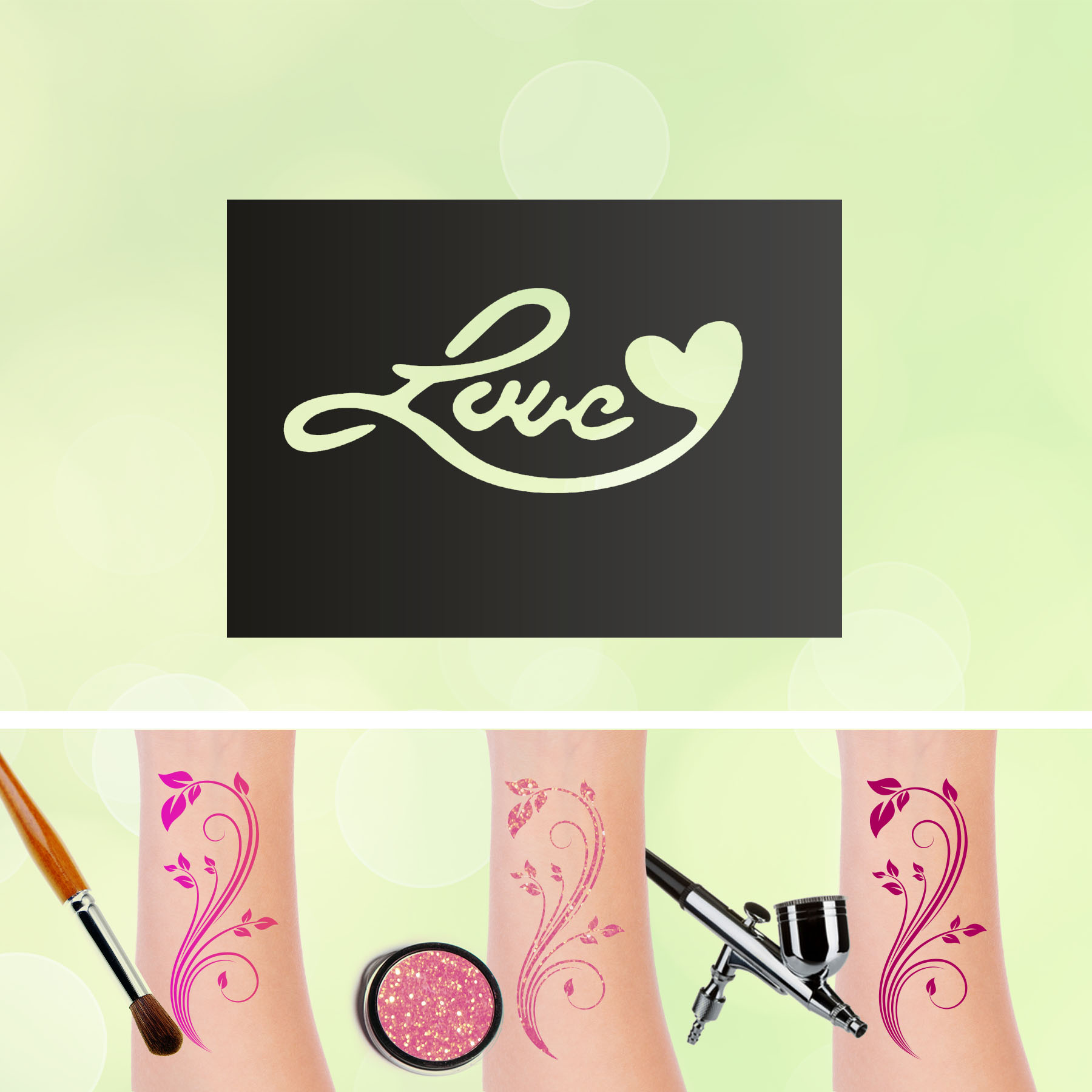 Tattoo Schablonen Love Selbstklebend Kinderschminken Airbrush