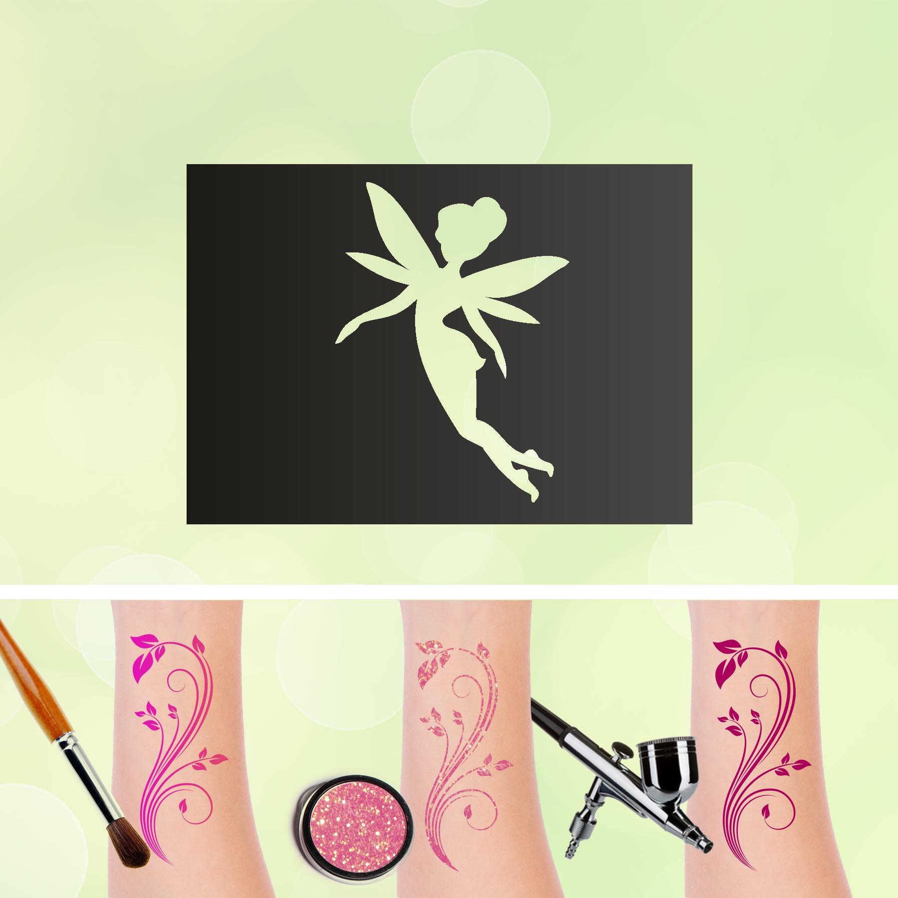 Tattoo Schablone Fee V3 Glitzertattoos Selbstklebend Kinder Schminken Airbrush Feen