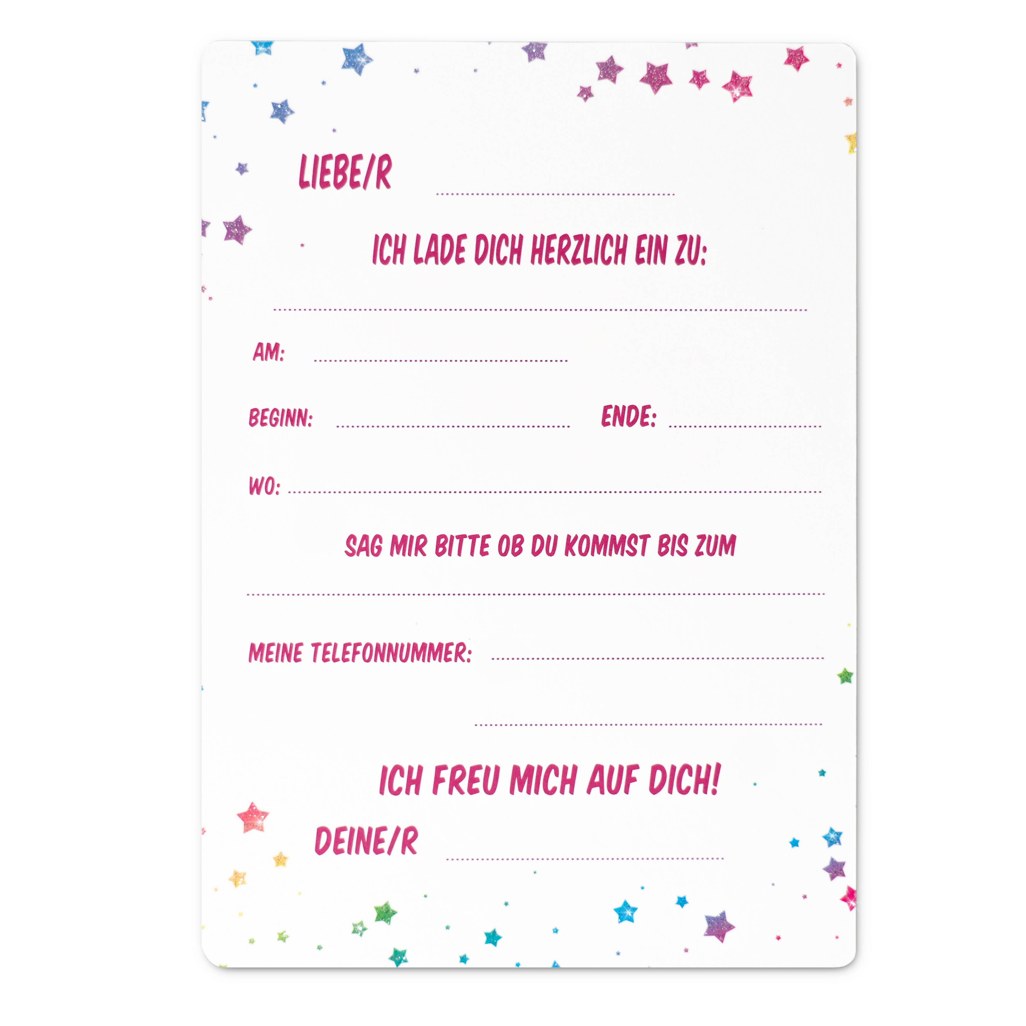 Glitzer Einhorn Einladungskarten für Kindergeburtstag, Party, Einschulung mit oder ohne umschlag für Mädchen oder Jungen Kinder zum Geburtstag oder Kinderparty 