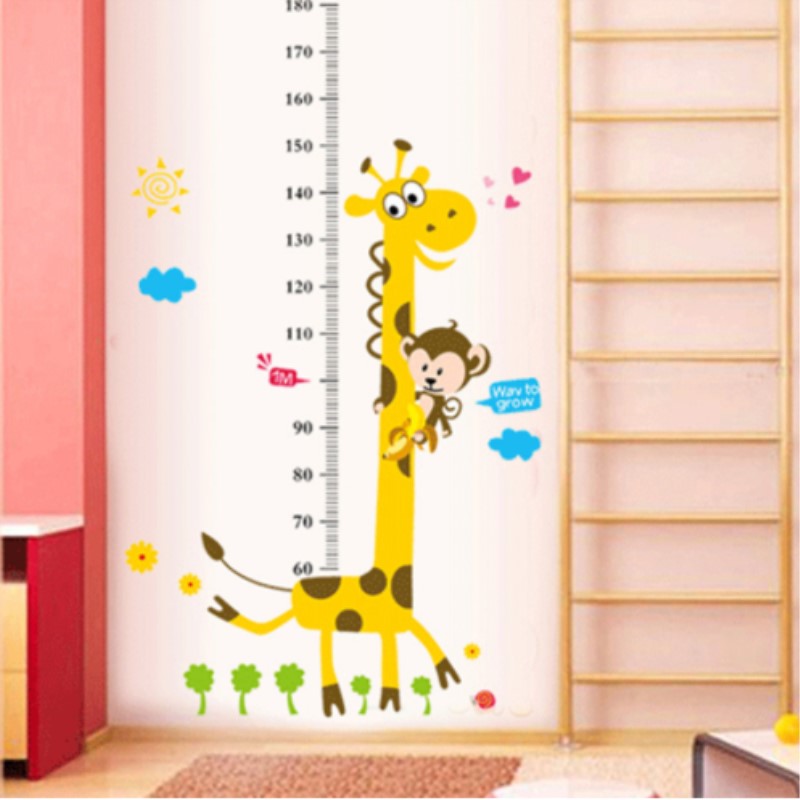 Wandtattoo Kinderzimmer - Messlatte Maßstab Giraffe V2 70 - 180 cm