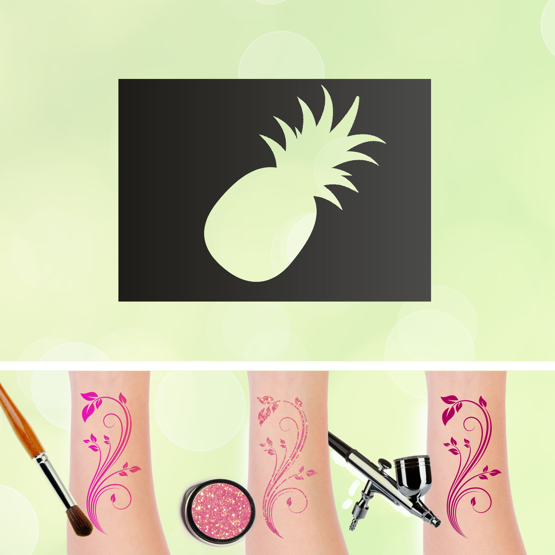 Tattoo Schablonen Ananas Selbstklebend Kinderschminken Airbrush