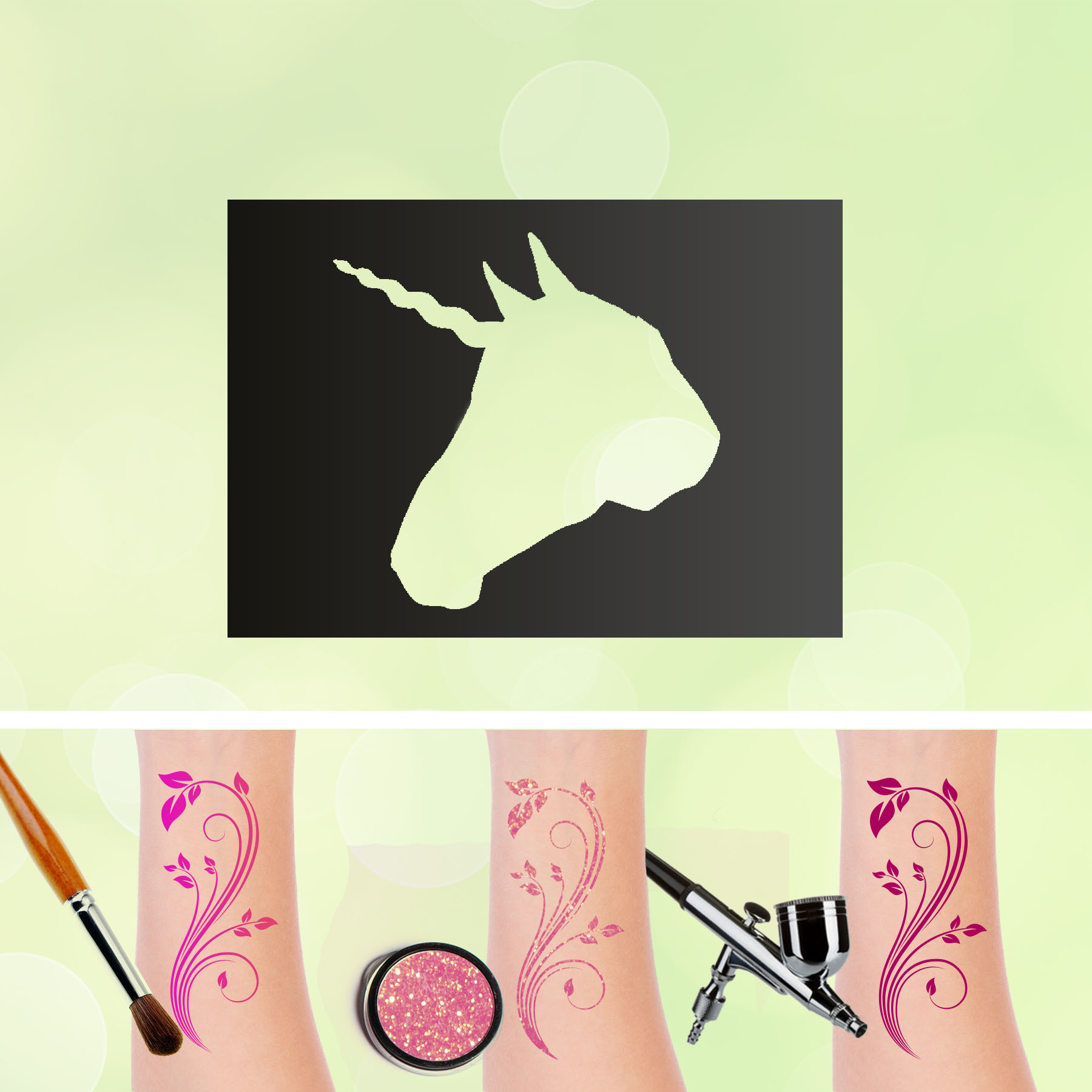 Tattoo Schablonen Einhorn Selbstklebend Kinderschminken Airbrush