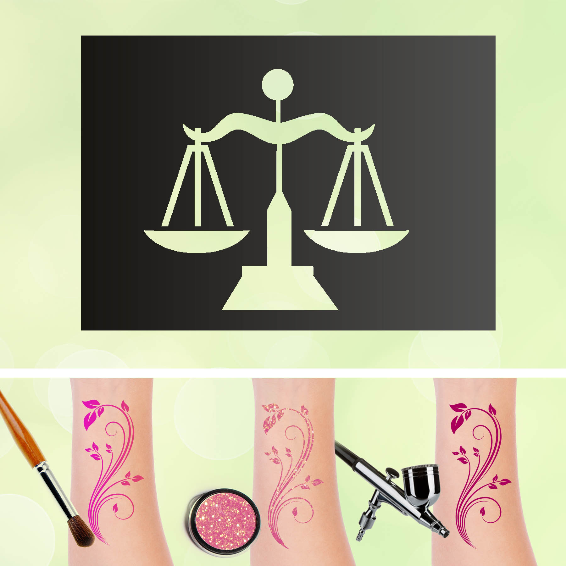 Tattoo Schablonen Waage Sternzeichen Selbstklebend Kinderschminken Airbrush