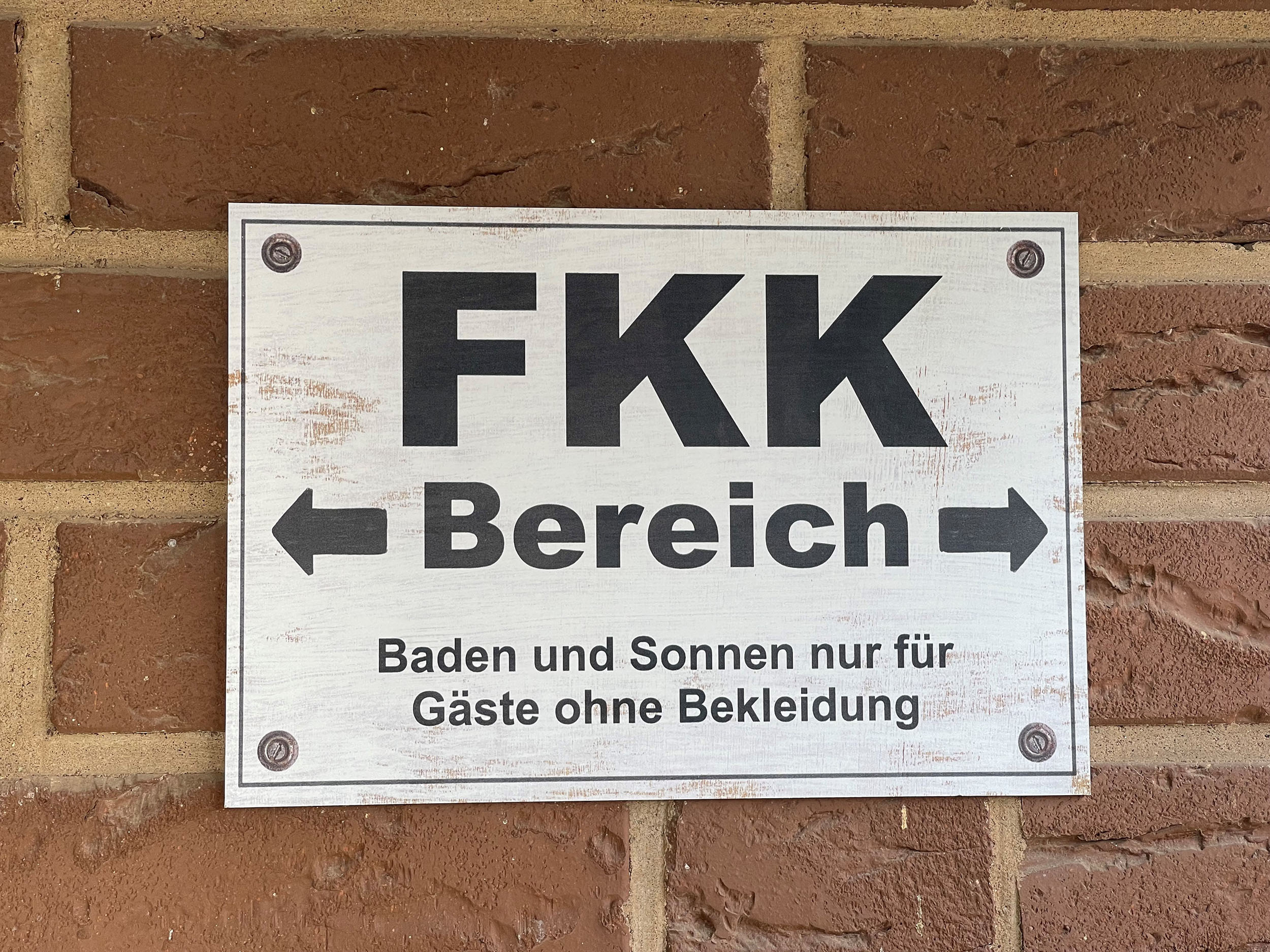 FKK Bereich Schild Alu Verbund Strand Türschild Straßenschild Scherzartikel Geschenkidee
