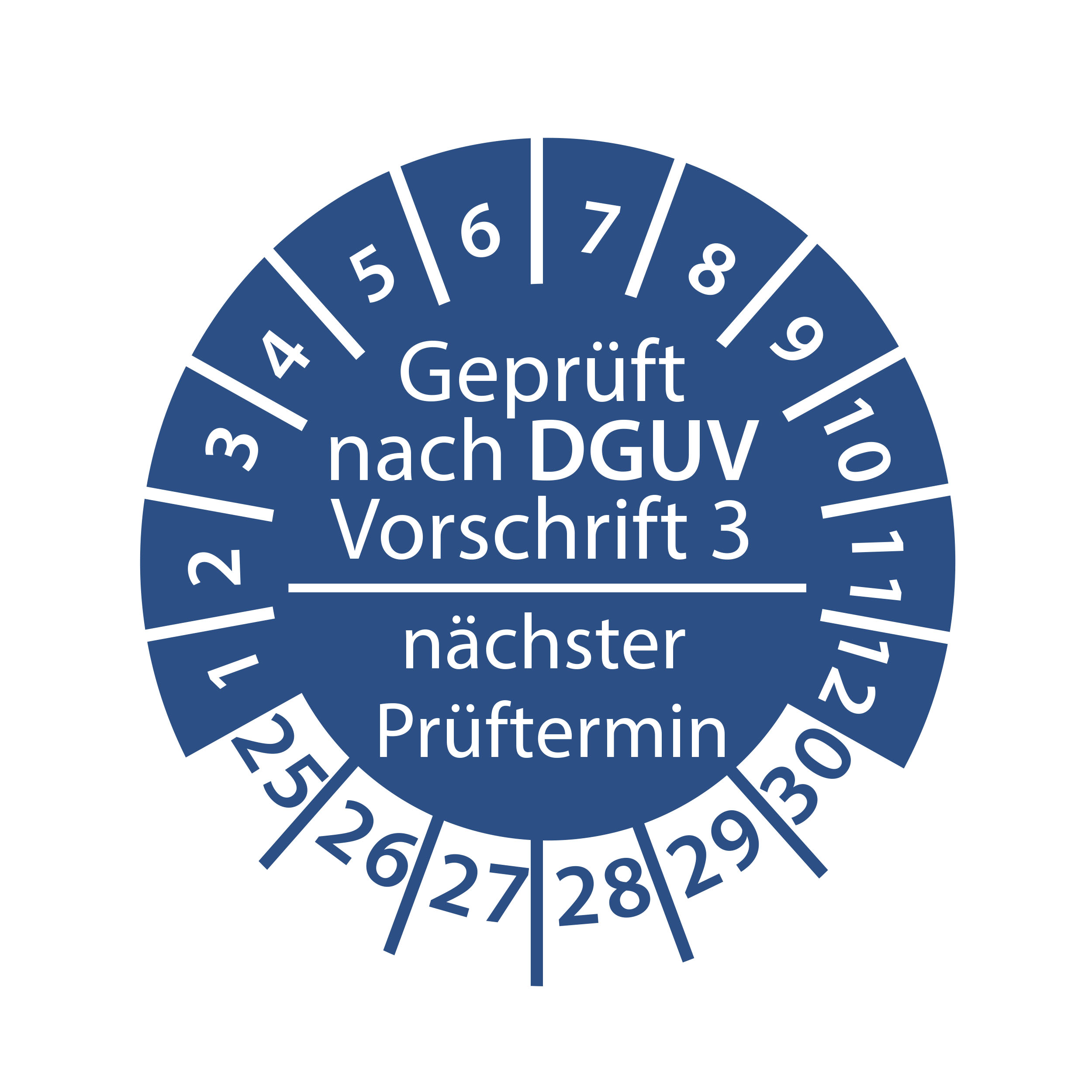 Prüfplakette geprüft nach DGUV Vorschrift 3 nächster Prüftermin 2025-2030 Ø 30mm Rund Gelb / Blau Prüfetikett Prüfaufkleber