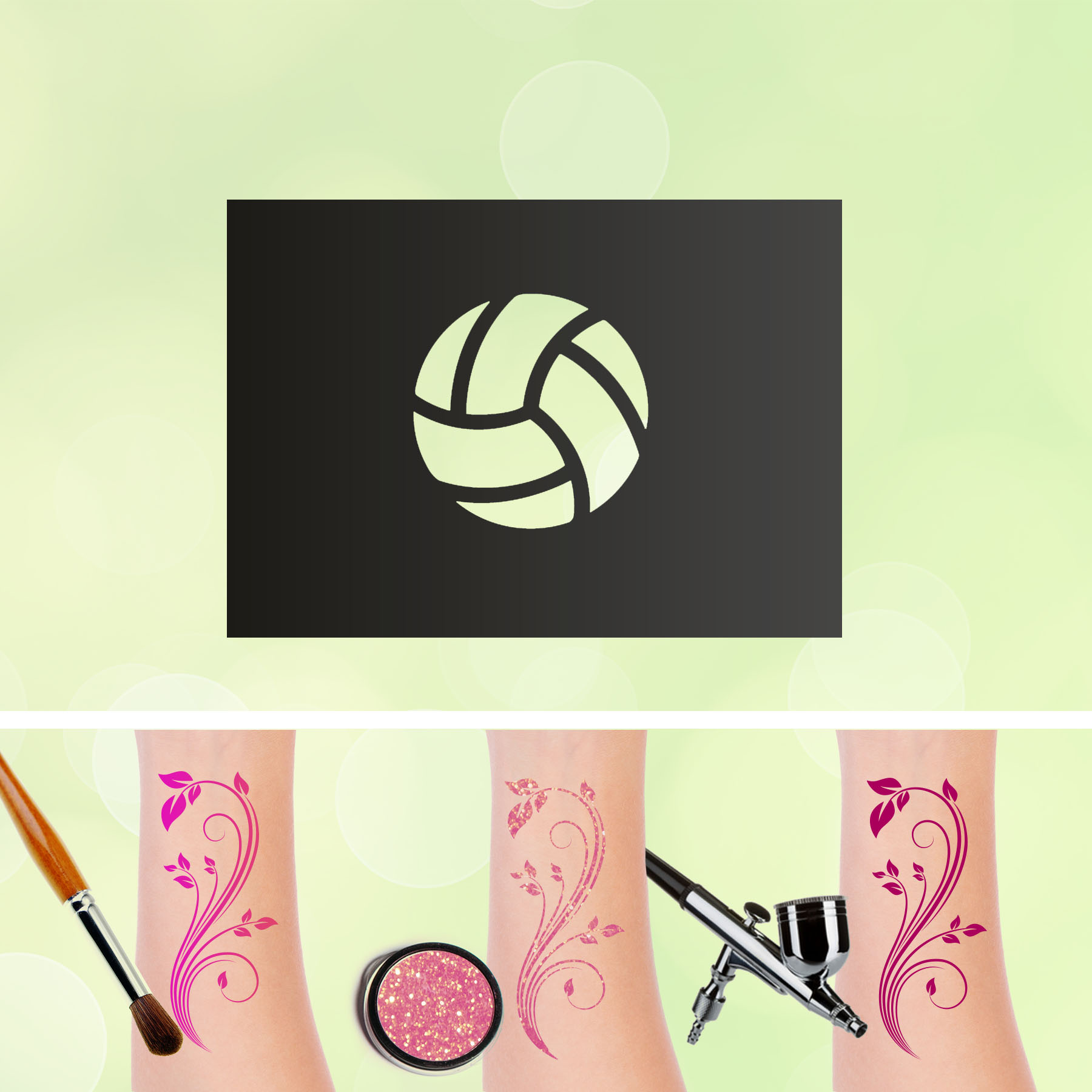 Tattoo Schablonen Volleyball Selbstklebend Kinderschminken Airbrush