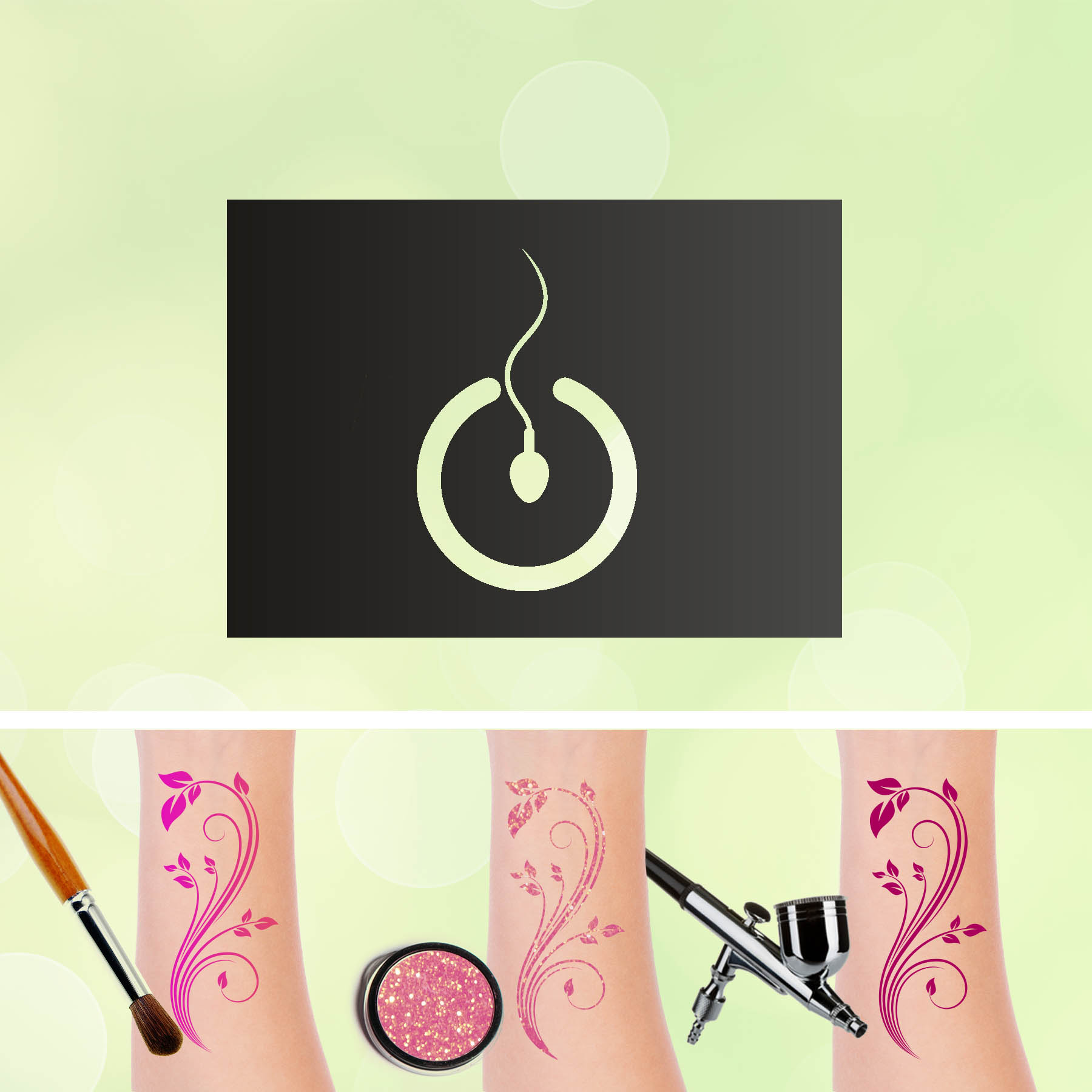 Tattoo Schablone Shutdown Erotik  Selbstklebend Glitzertattoo Schminken Airbrush Make up FSK 18