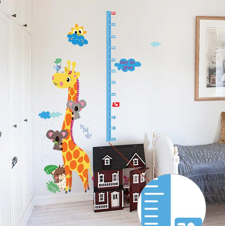 Wandtattoo Kinderzimmer - Messlatte Giraffe Wolke Sonne 70 - 180 cm
