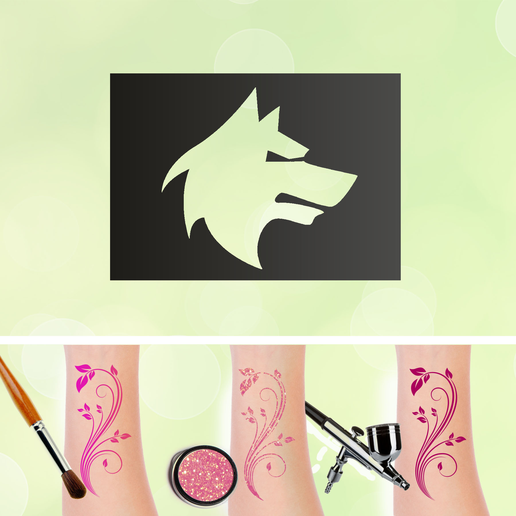 Tattoo Schablonen Wolf Selbstklebend Kinderschminken Airbrush