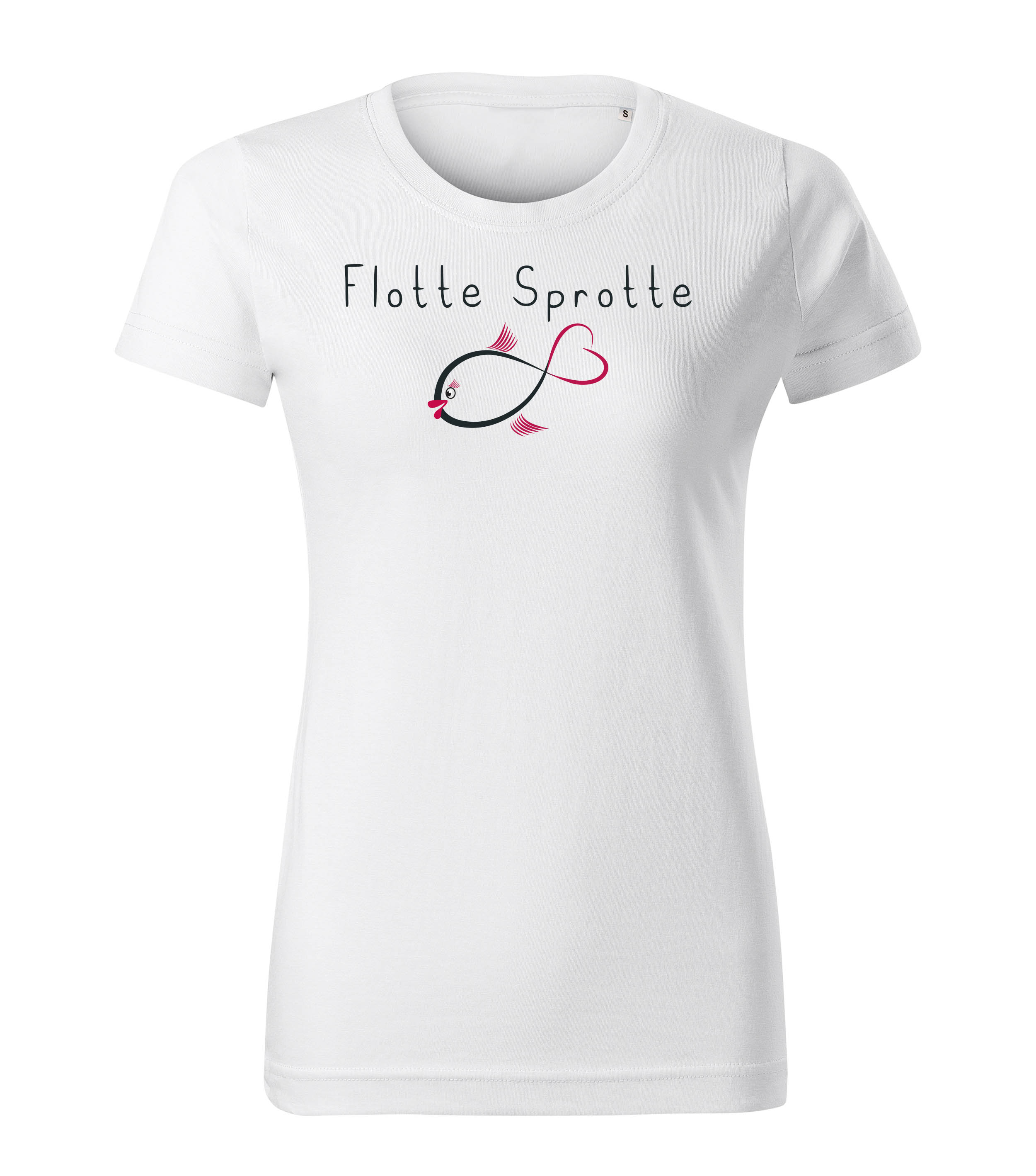 T-Shirt Damen - Flotte Sprotte Damen Oberteil - in 2 Farben und in verschiedenen Größen - Damen Top perfekt als Geschenk mit lustige Aufdruck für Frauen 