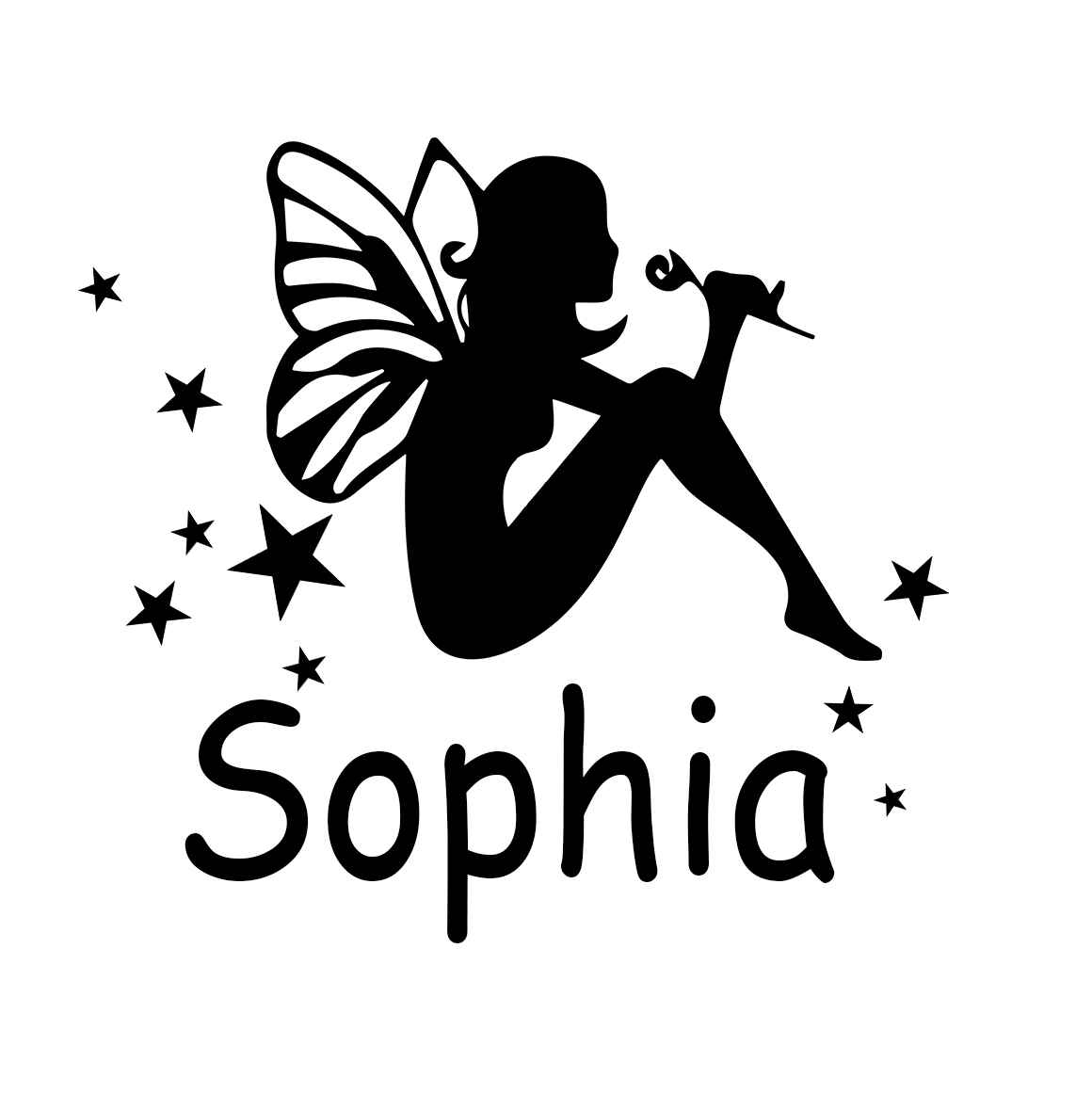 Türaufkleber Kinderzimmer Fee sitzend mit Name Wandtattoo Wandbild Sticker