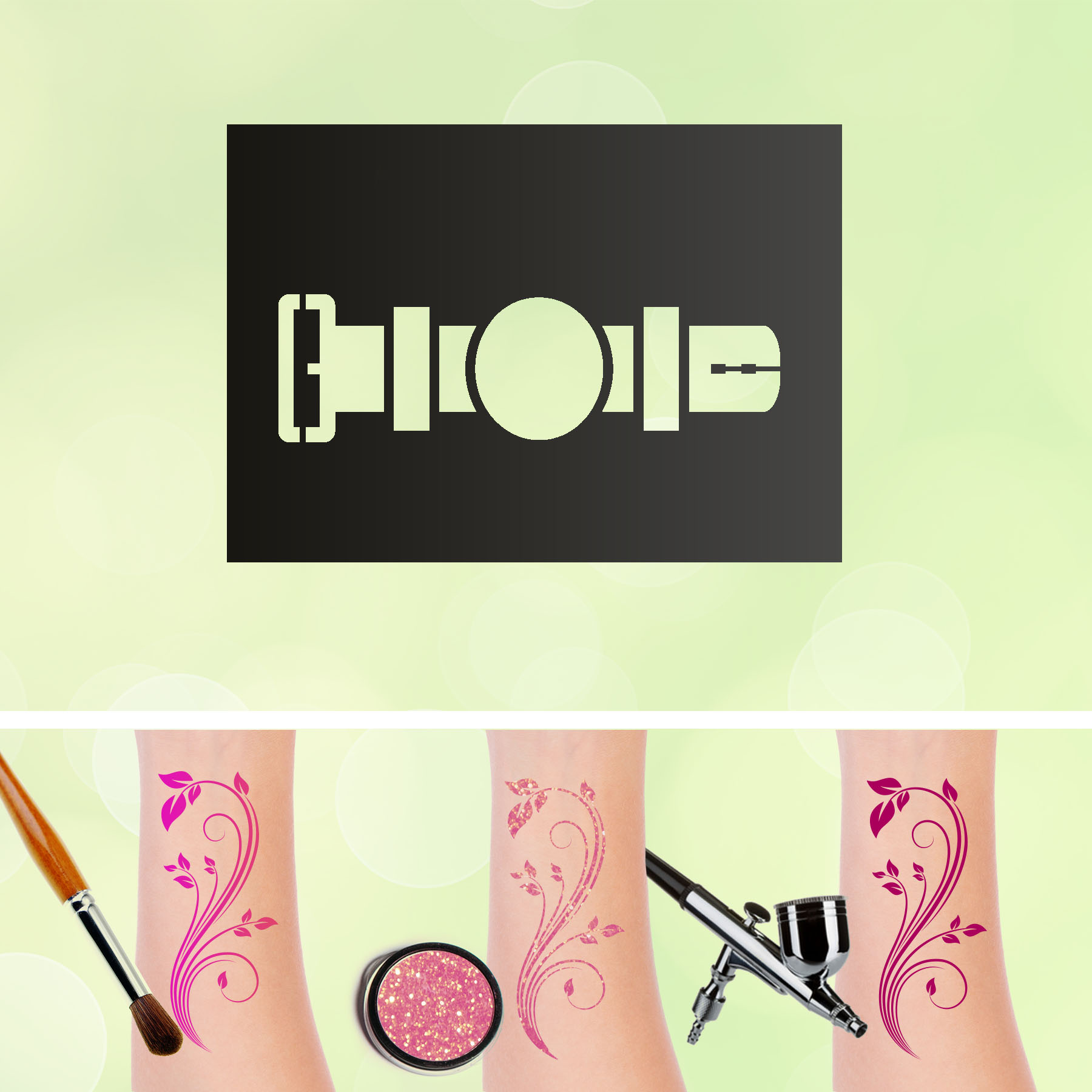 Tattoo Schablone Knebel Erotik  Selbstklebend Glitzertattoo Schminken Airbrush Make up FSK 18