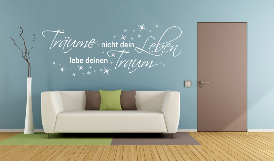 Aufkleber Wandtattoo Träume nicht dein Leben lebe deinen Traum Deko Sterne