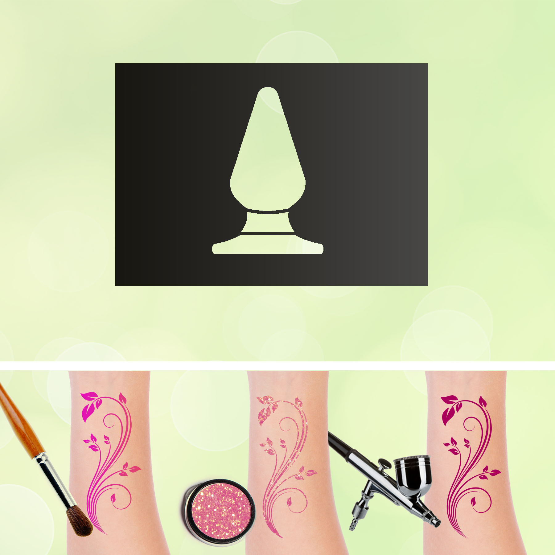 Tattoo Schablone Butt Plug Erotik  Selbstklebend Glitzertattoo Schminken Airbrush Make up FSK 18