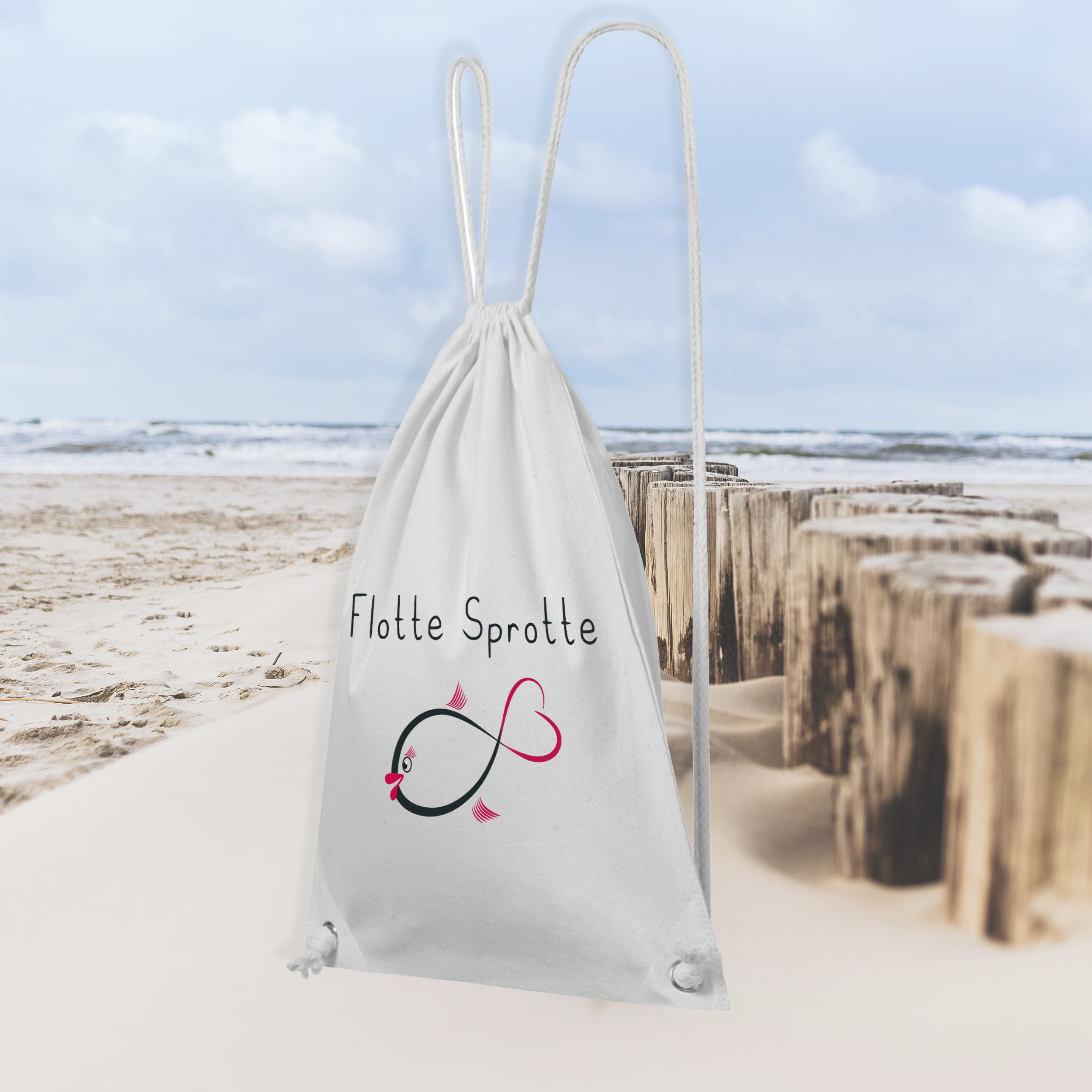 Turnbeutel mit lustigem Aufdruck - Flotte Sprotte Beutel - Sportsack als Geburtstagsgeschenk für Frauen lustige Geschenke für Freundin Geschenke für Frauen Mama Geschenk 