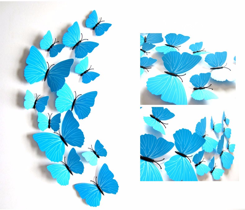 Schmetterlinge 3D Butterfly 12tlg. Wand Aufkleber Dekoration magnetisch selbstklebend