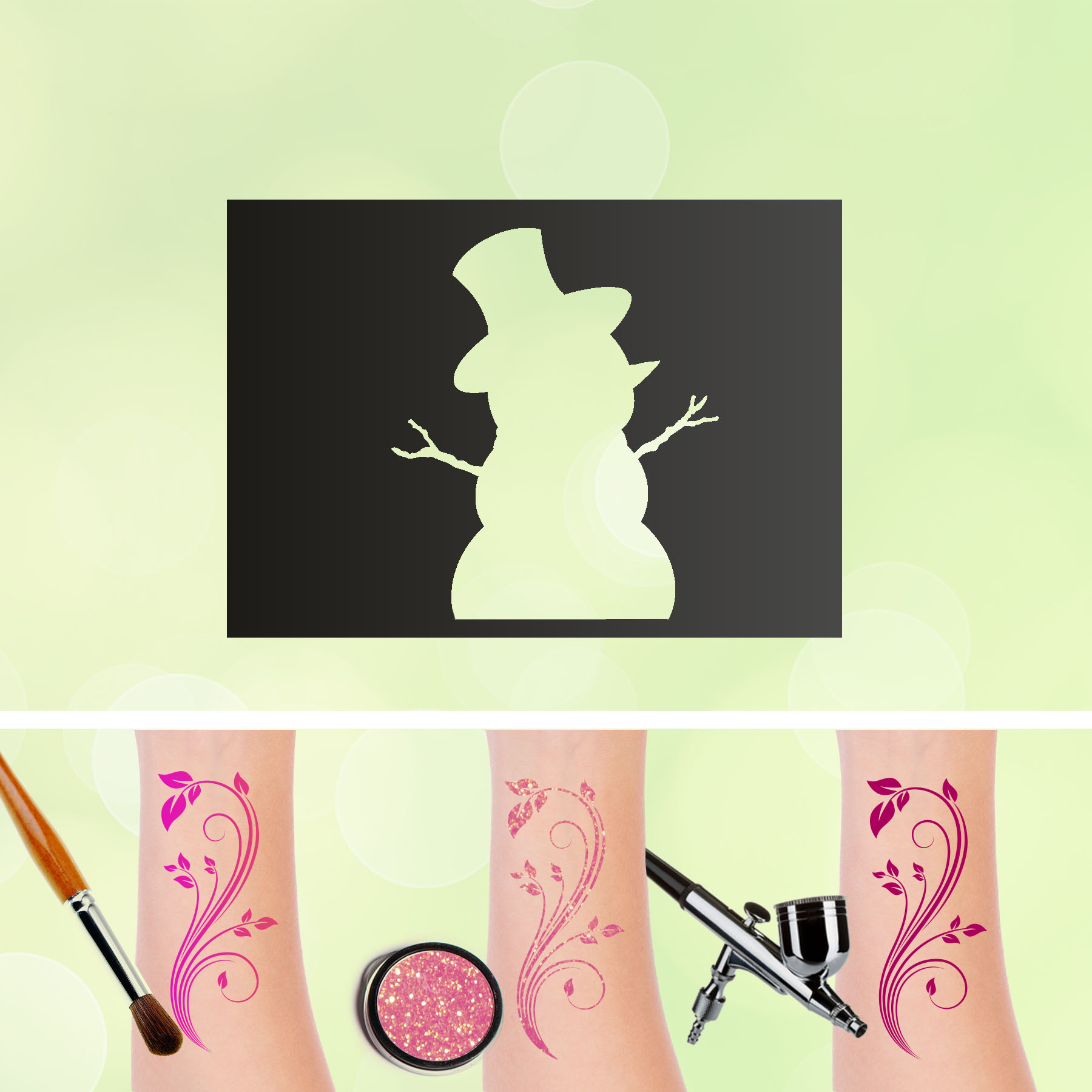 Tattoo Schablone Schneemann Selbstklebend Kinder Schminken Airbrush