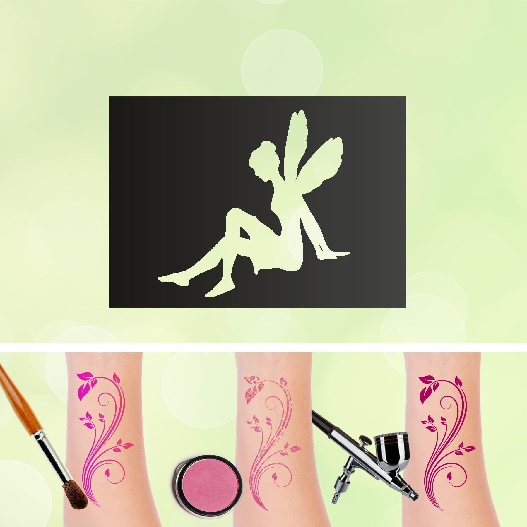 Tattoo Schablonen Fee V1 Selbstklebend Kinderschminken Airbrush