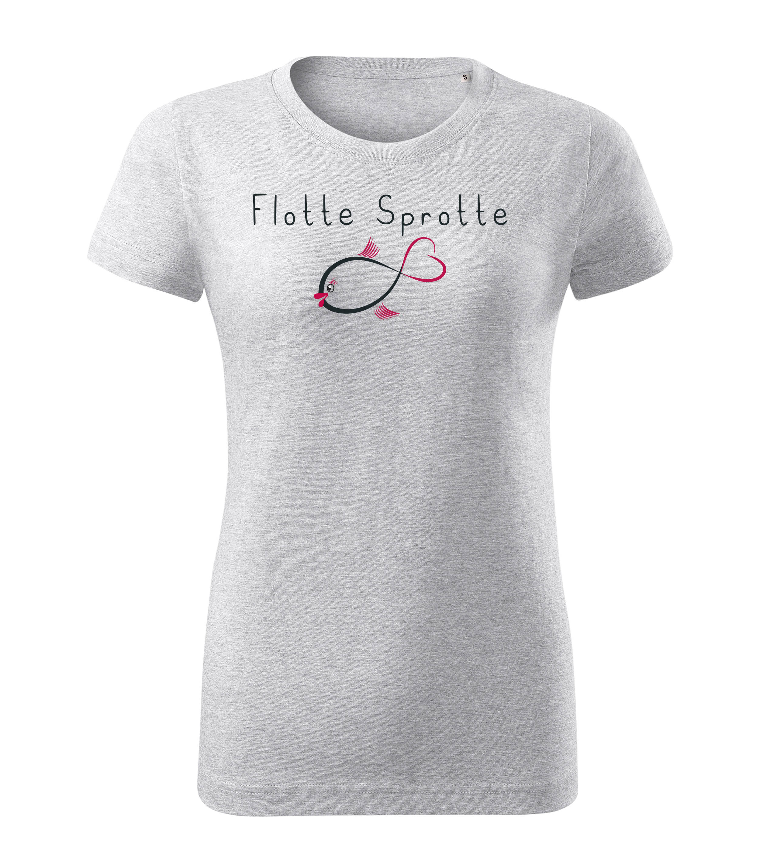T-Shirt Damen - Flotte Sprotte Damen Oberteil - in 2 Farben und in verschiedenen Größen - Damen Top perfekt als Geschenk mit lustige Aufdruck für Frauen 