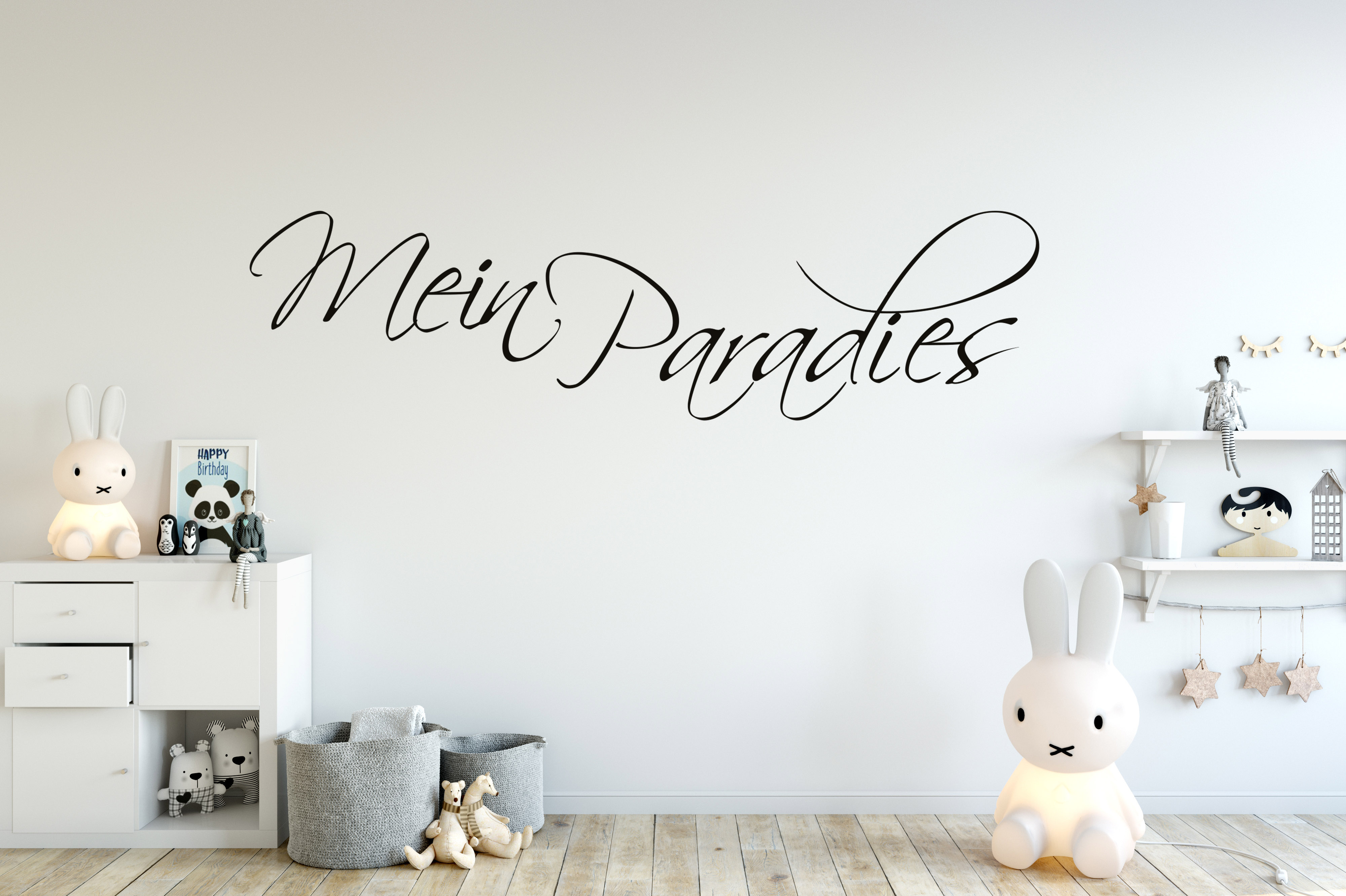 Wandtattoo Aufkleber - MEIN PARADIES in Weiss selbstklebend Deko Wohnzimmer Schlafzimmer