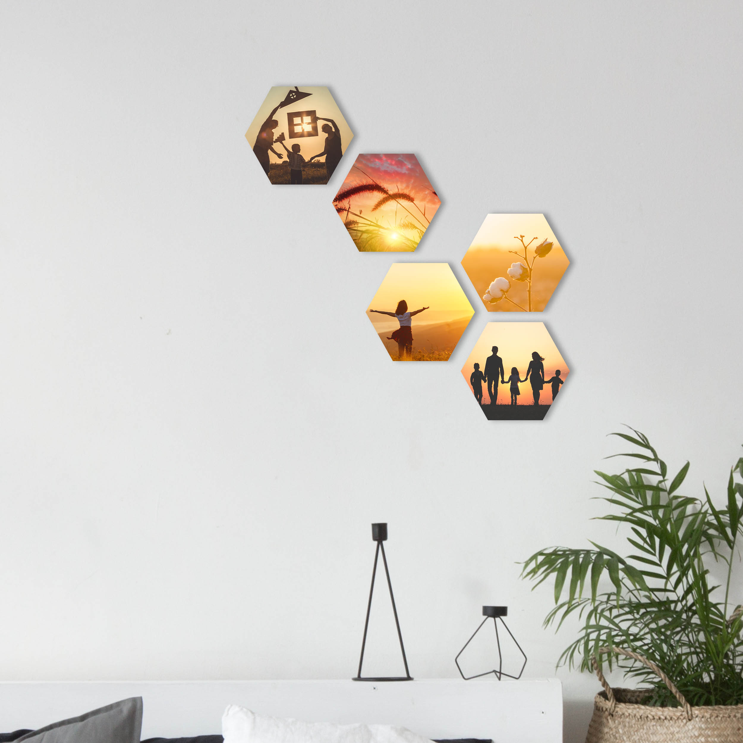 Hexagon Wabe Wandbilder - Gestalten Sie Ihre Wanddeko mit Ihren eigenen Bildern oder Fotos selbst. Fotogeschenke personalisiert mit Wunschmotiv