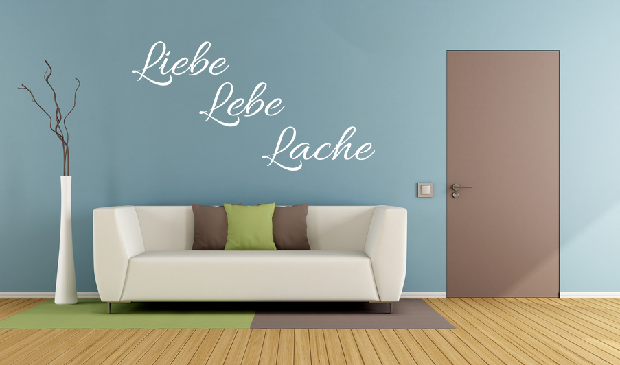 Wandtattoo Aufkleber Kinderzimmer LIEBE LEBE LACHE selbstklebend in weiß Deko Wohnzimmer Schlafzim