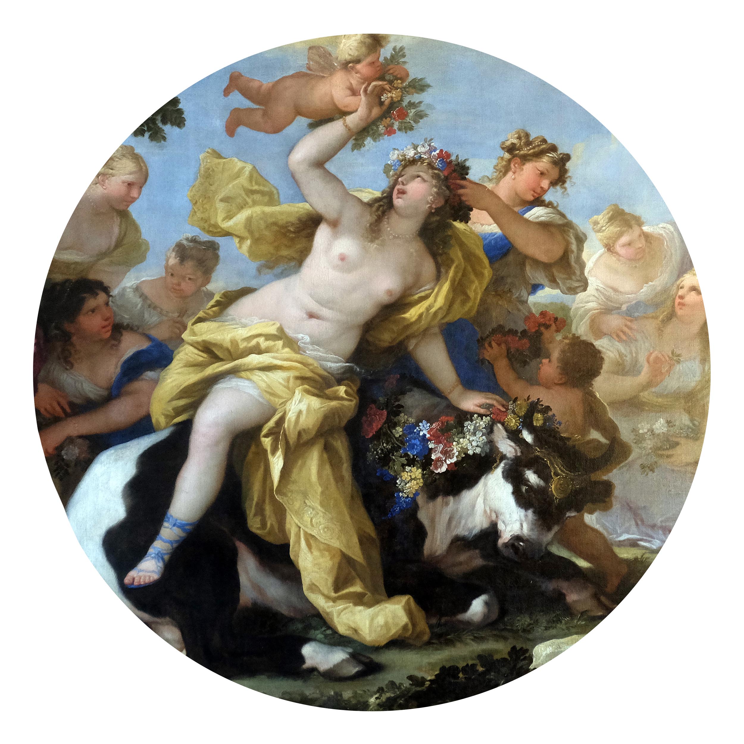 Wandbild Rund Titel: Gemälde antik Bella Italien - Bild Wanddeko Alu Dibond oder Butlerfinish