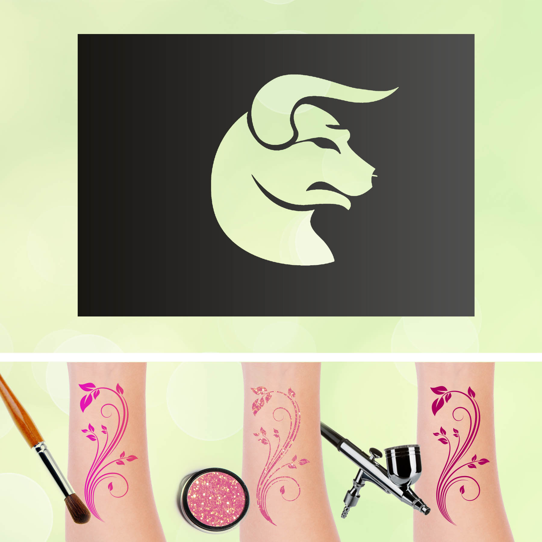 Tattoo Schablonen Stier Sternzeichen Selbstklebend Kinderschminken Airbrush