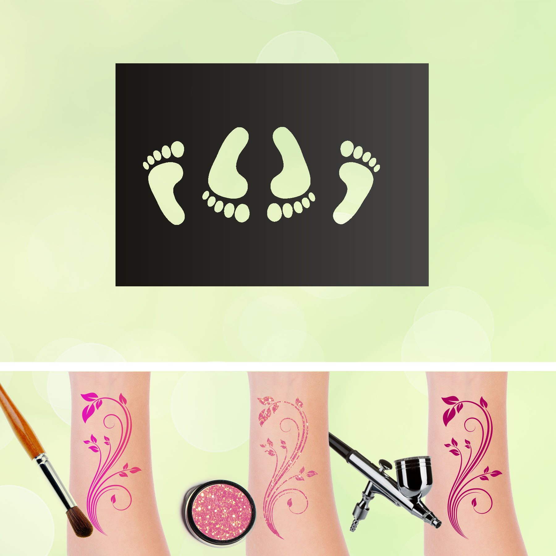 Tattoo Schablone Pärchen Sex Erotik  Selbstklebend Glitzertattoo Schminken Airbrush Make up FSK 18