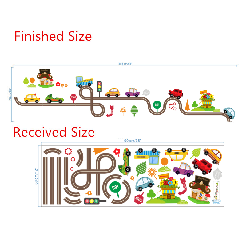 Wandtattoo Kinderzimmer - Autos Straße Fahrzeuge V1 ca. 38 x 156 cm