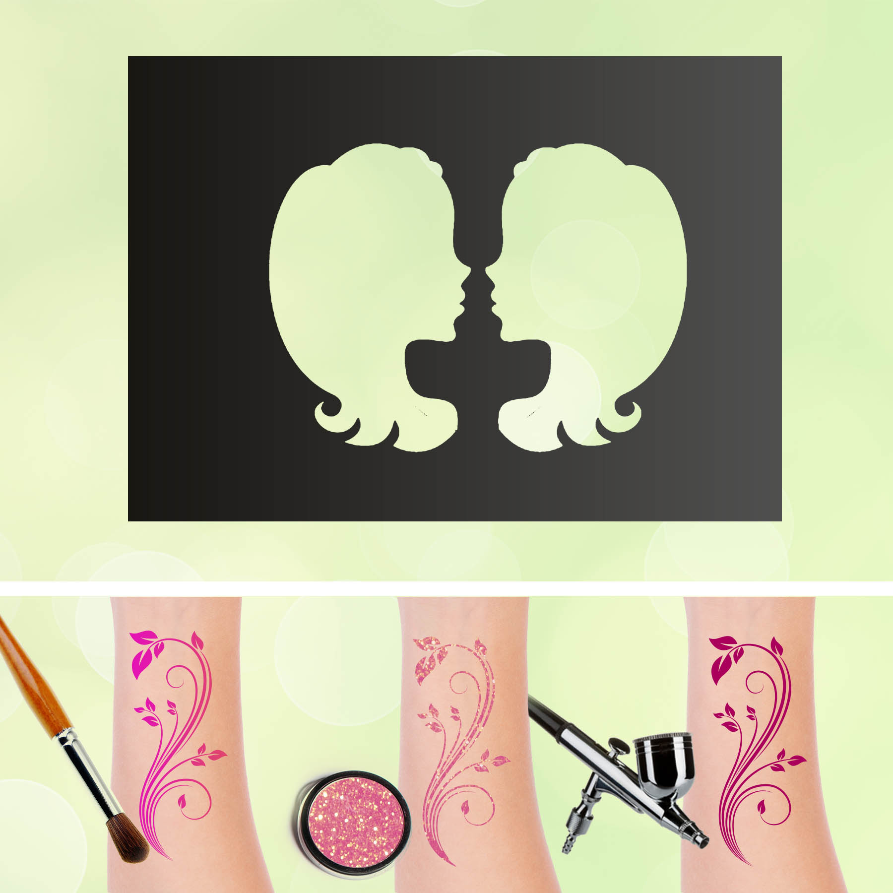 Tattoo Schablonen Zwilling Sternzeichen Selbstklebend Kinderschminken Airbrush