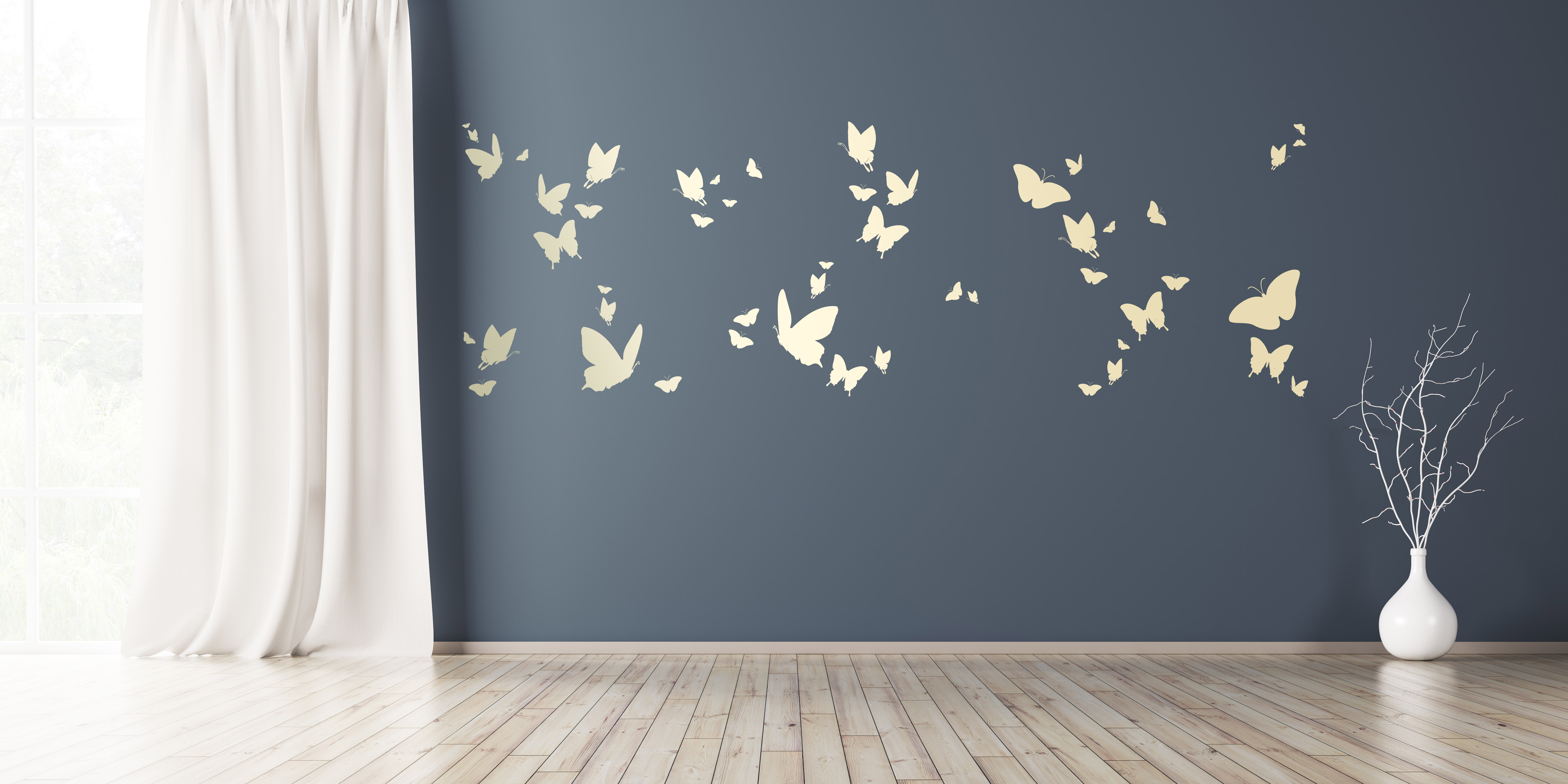 Wandtattoo Aufkleber SCHMETTERLINGE  in Gold selbstklebend Deko Wohnzimmer Schlafzimmer