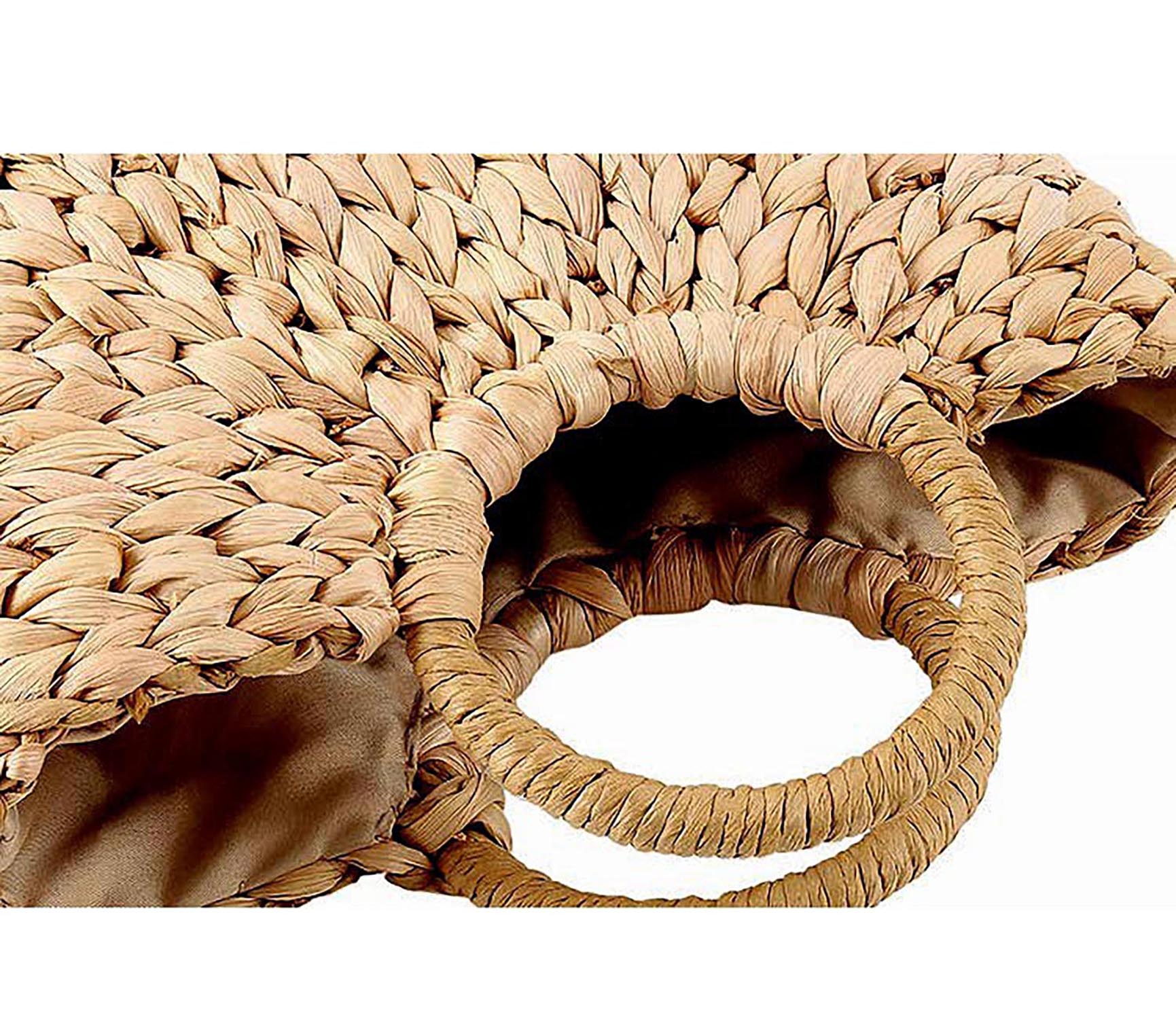 Handtasche Strandtasche Shopper Korbtasche geflochten Halbrund gewebt mit praktischem Zugband