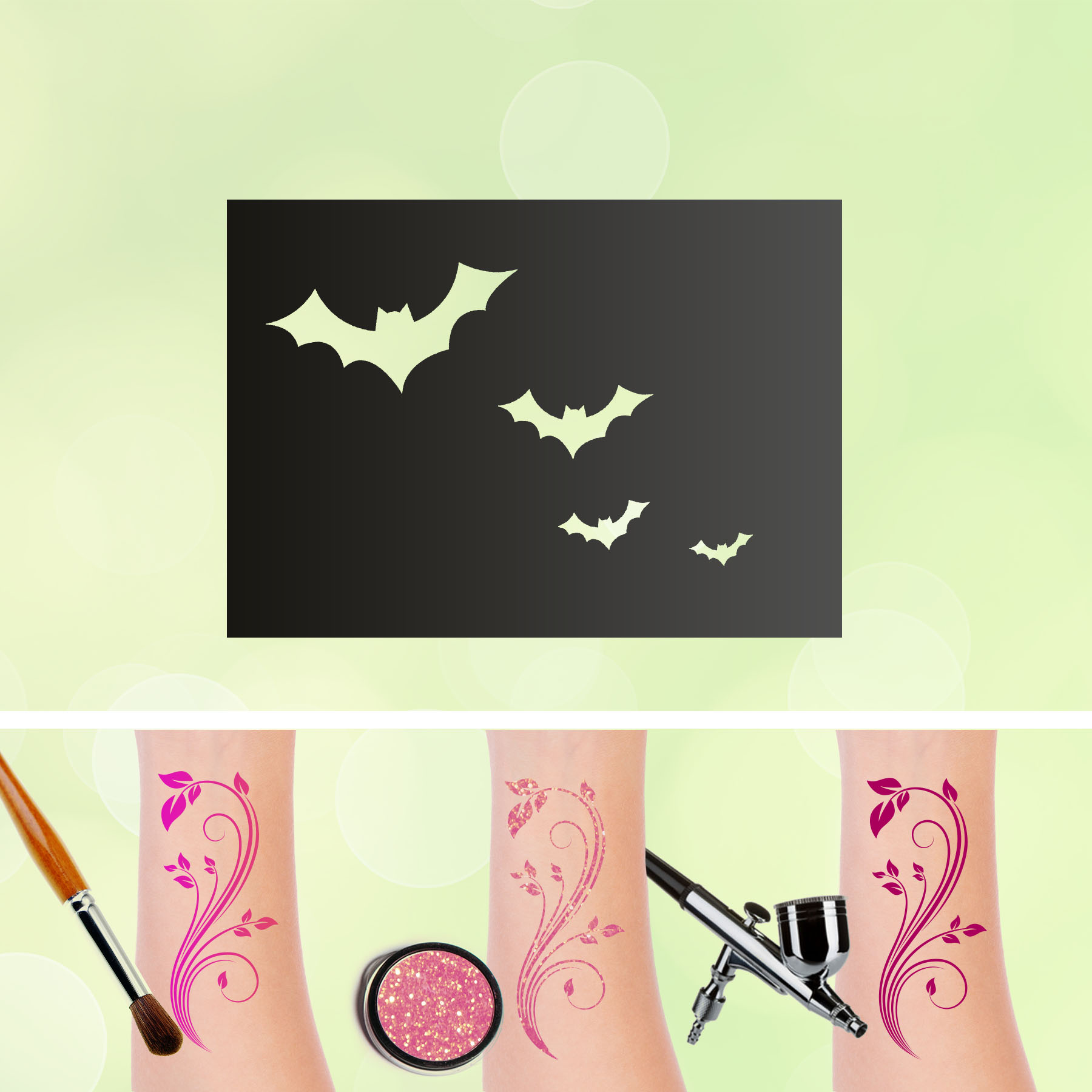 Tattoo Schablonen Fledermäuse Selbstklebend Kinderschminken Airbrush