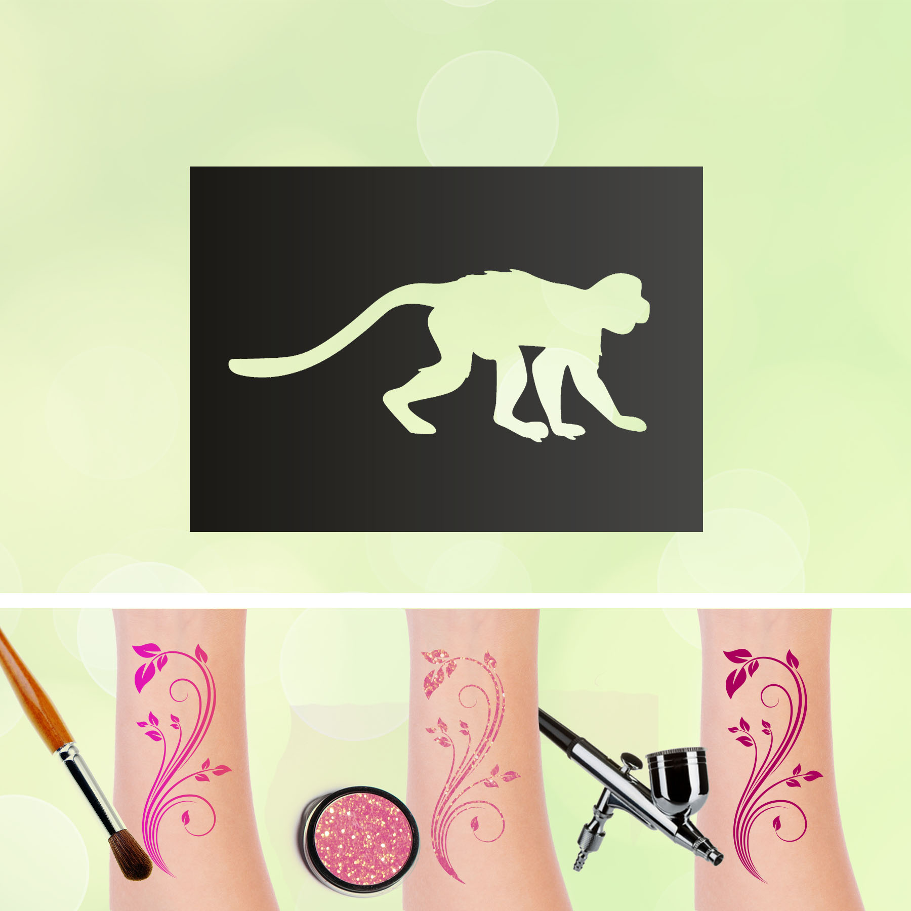 Tattoo Schablonen Affe Selbstklebend Kinderschminken Airbrush
