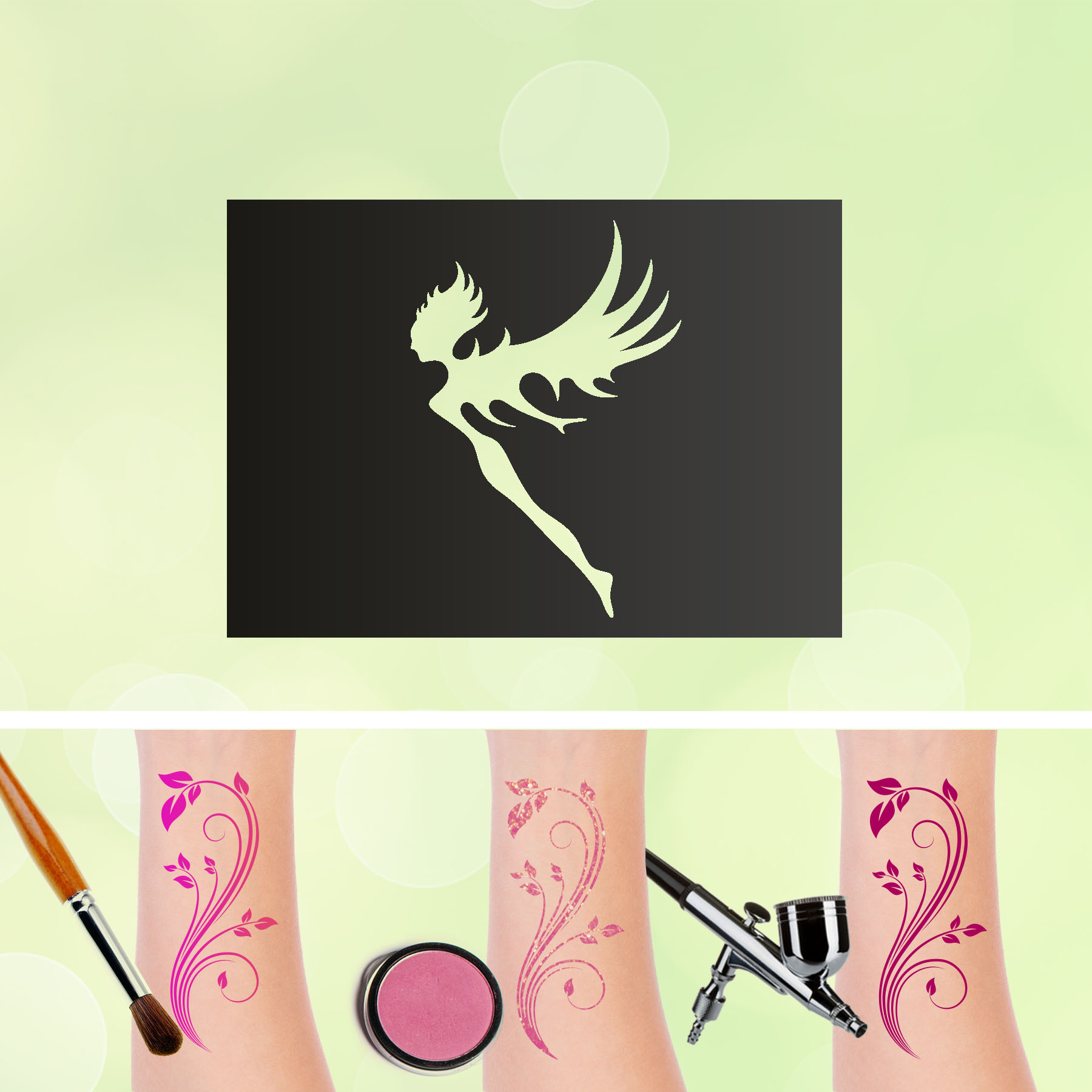 Tattoo Schablonen Fee V2 Selbstklebend Kinderschminken Airbrush