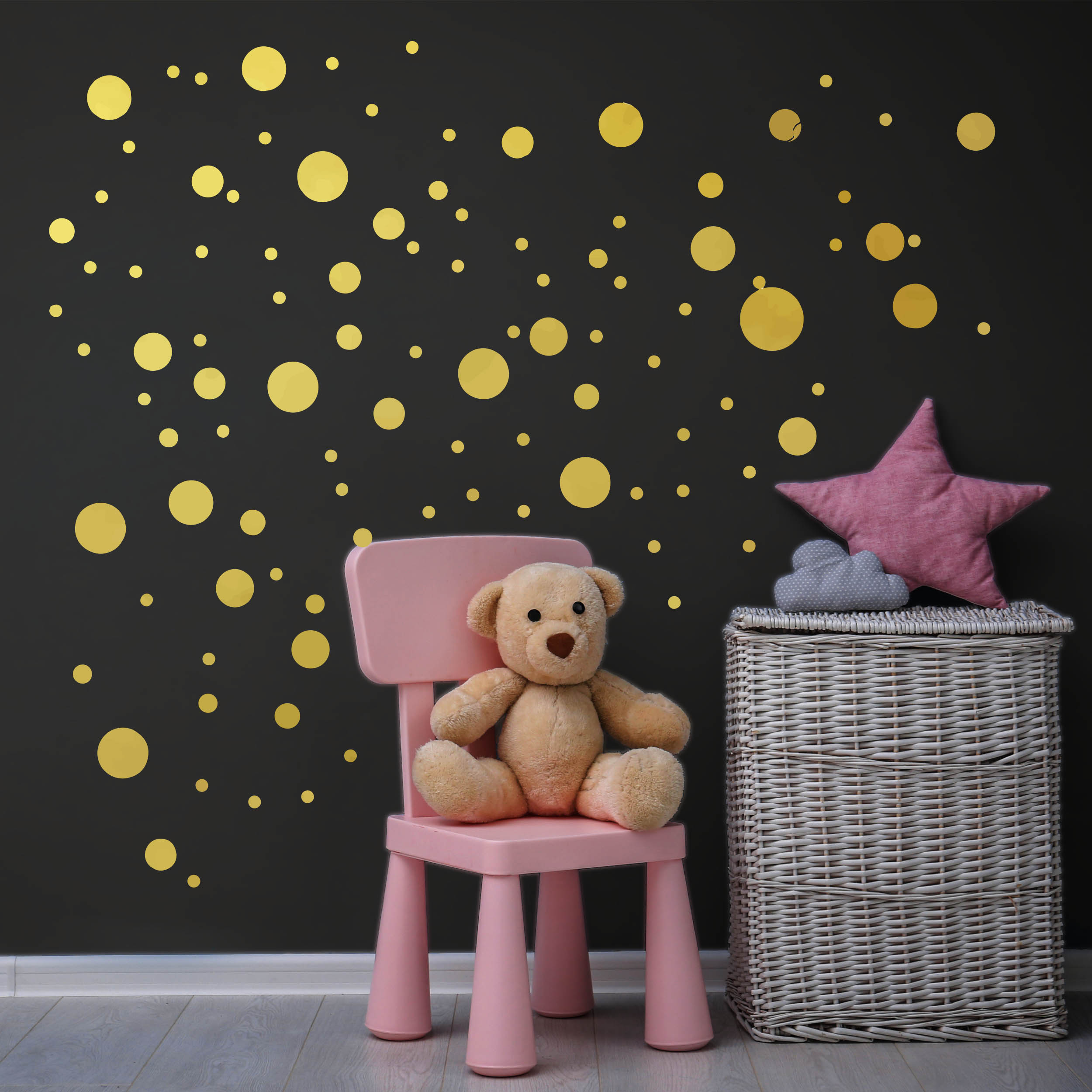Wandtattoo Deko Wohnzimmer Punkte / Sterne / Wanddeko kinderzimmer Mädchen Wandaufkleber Babyzimmer selbstklebende Sticker Set Dekoration 