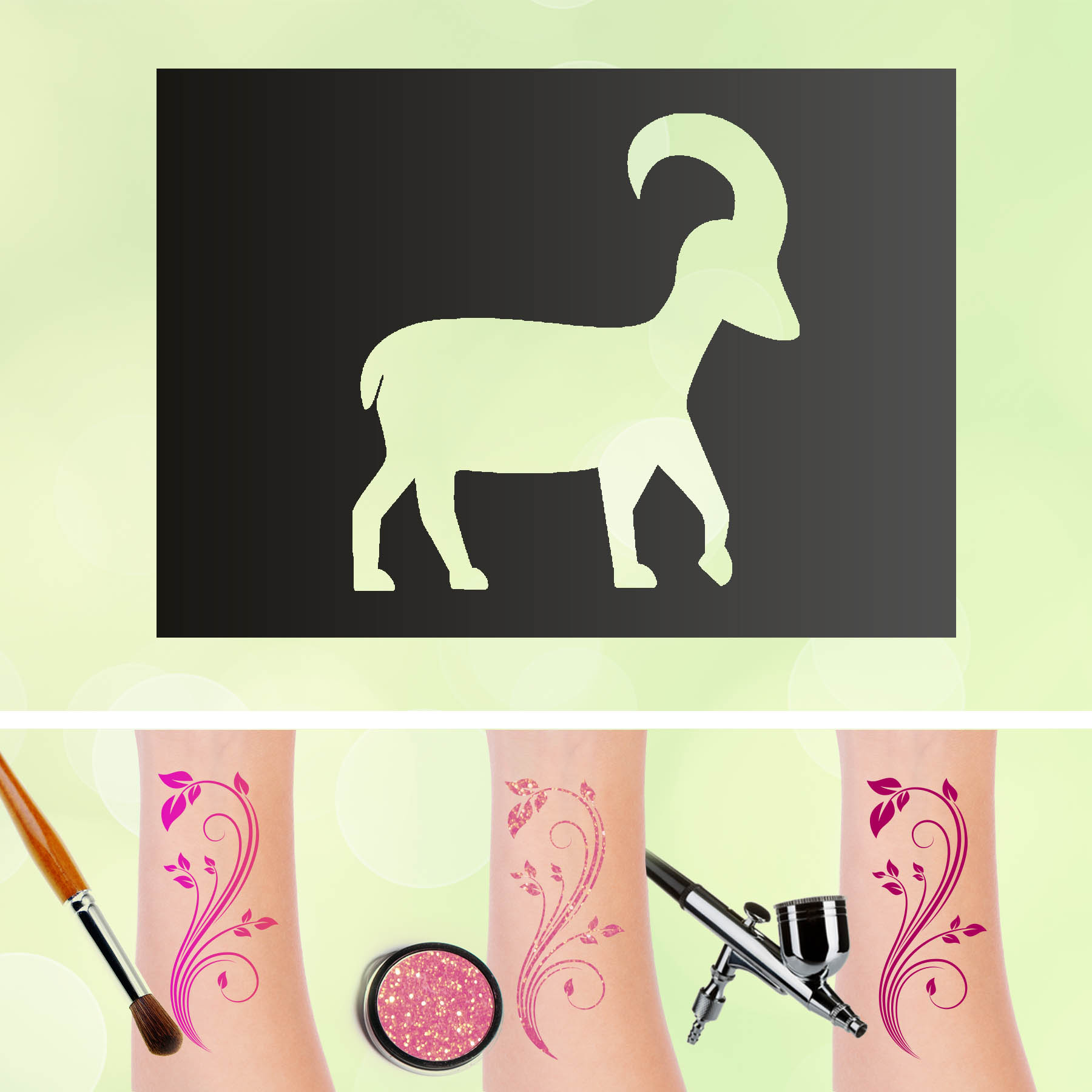 Tattoo Schablonen Steinbock Sternzeichen Selbstklebend Kinderschminken Airbrush