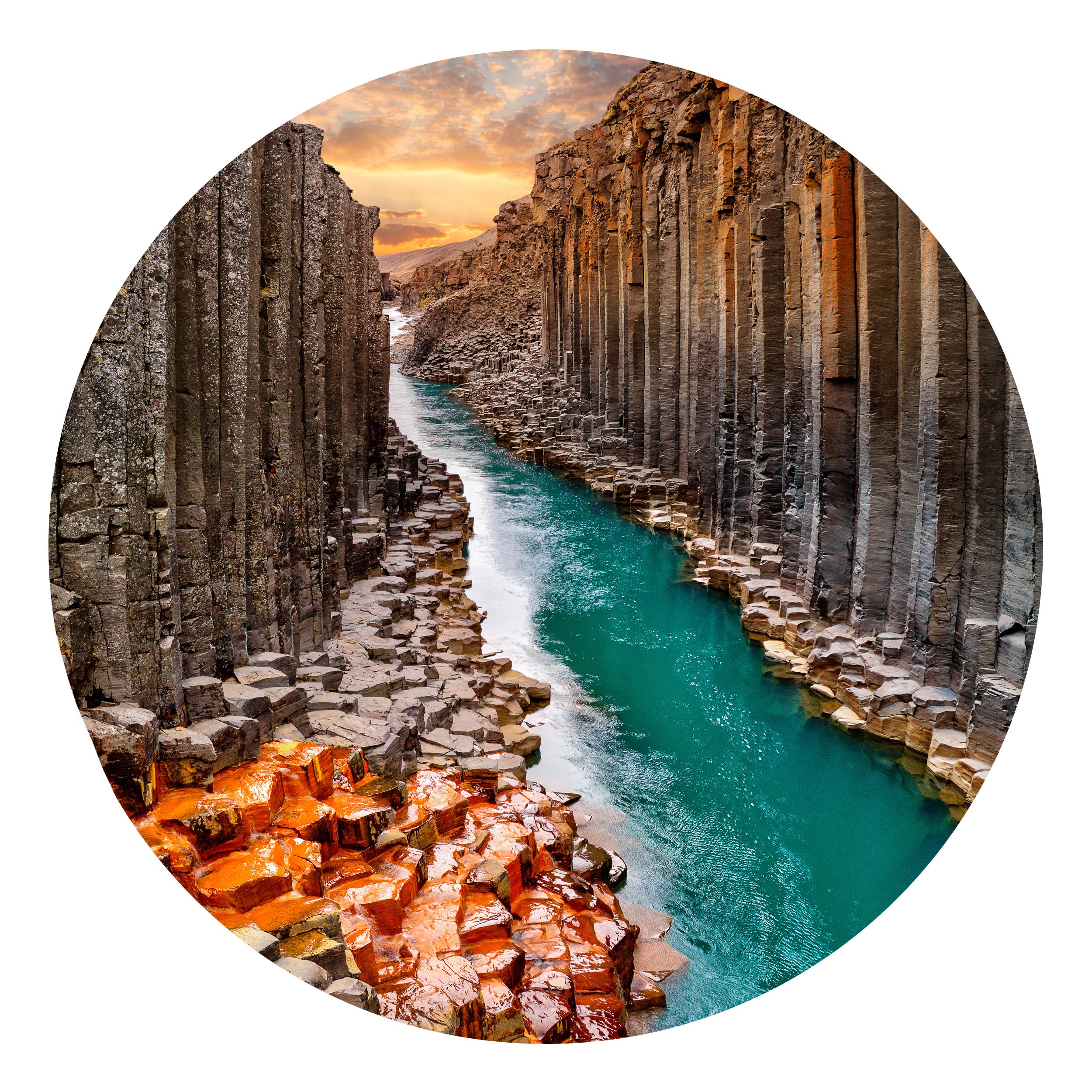 Wandbild Rund Titel: Canyon fantastishe Lanschaft - Bild Wanddeko Alu Dibond oder Butlerfinish 