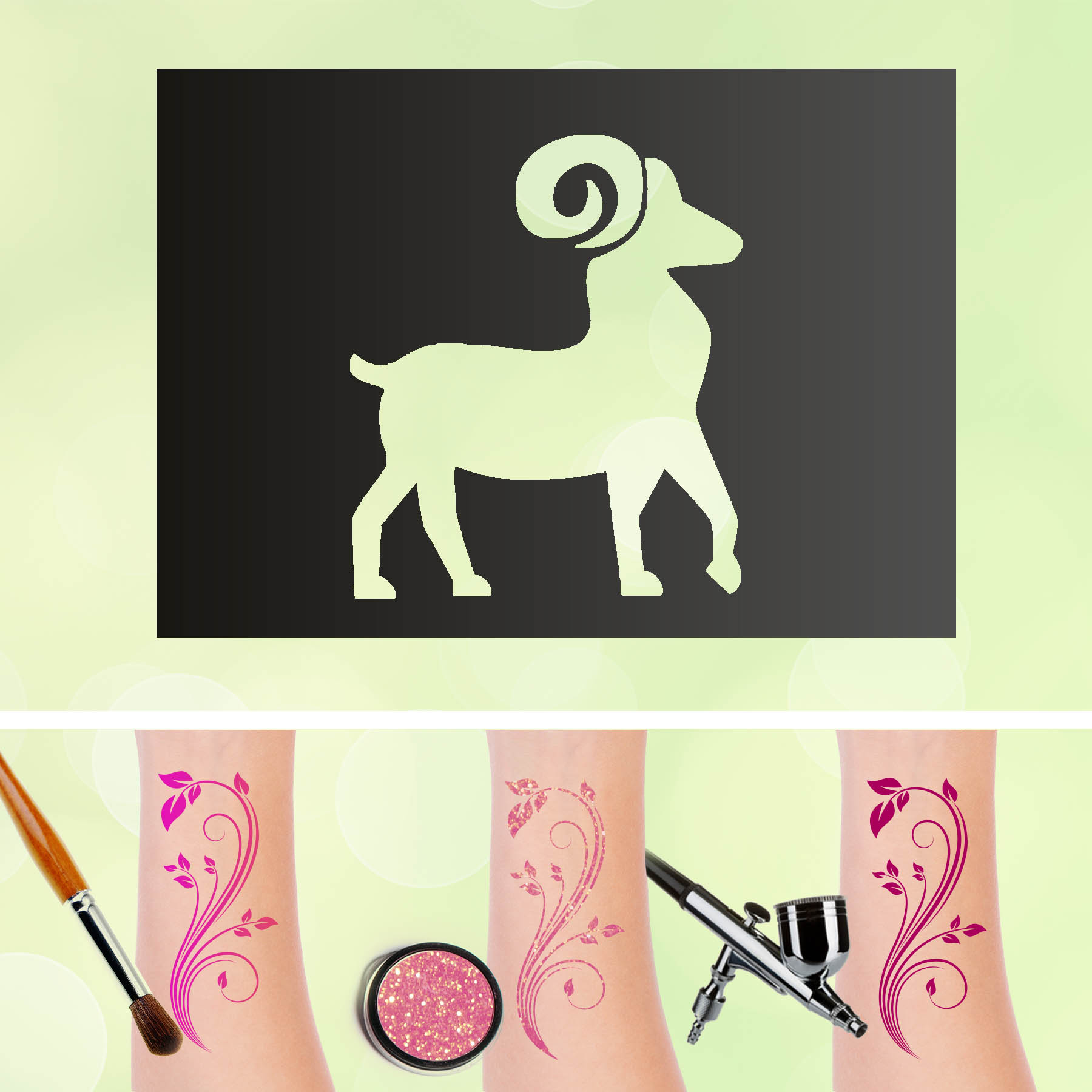 Tattoo Schablonen Widder Sternzeichen Selbstklebend Kinderschminken Airbrush